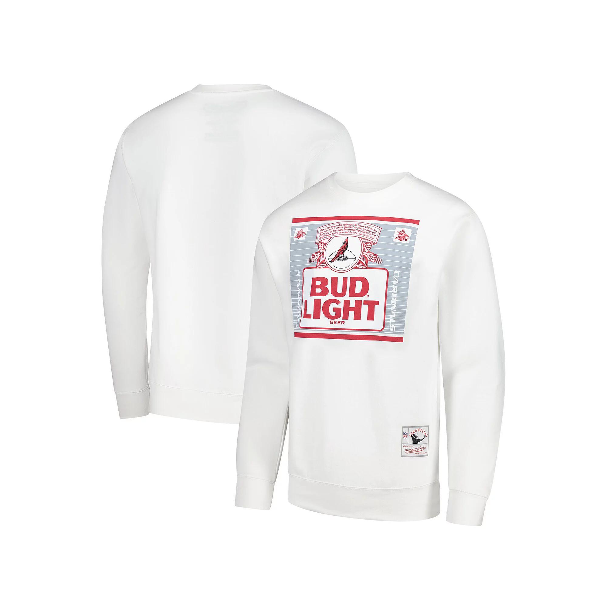 Men's Mitchell & Ness x Bud Light White Arizona Cardinals The Crest Pullover Sweatshirt,  Product Image