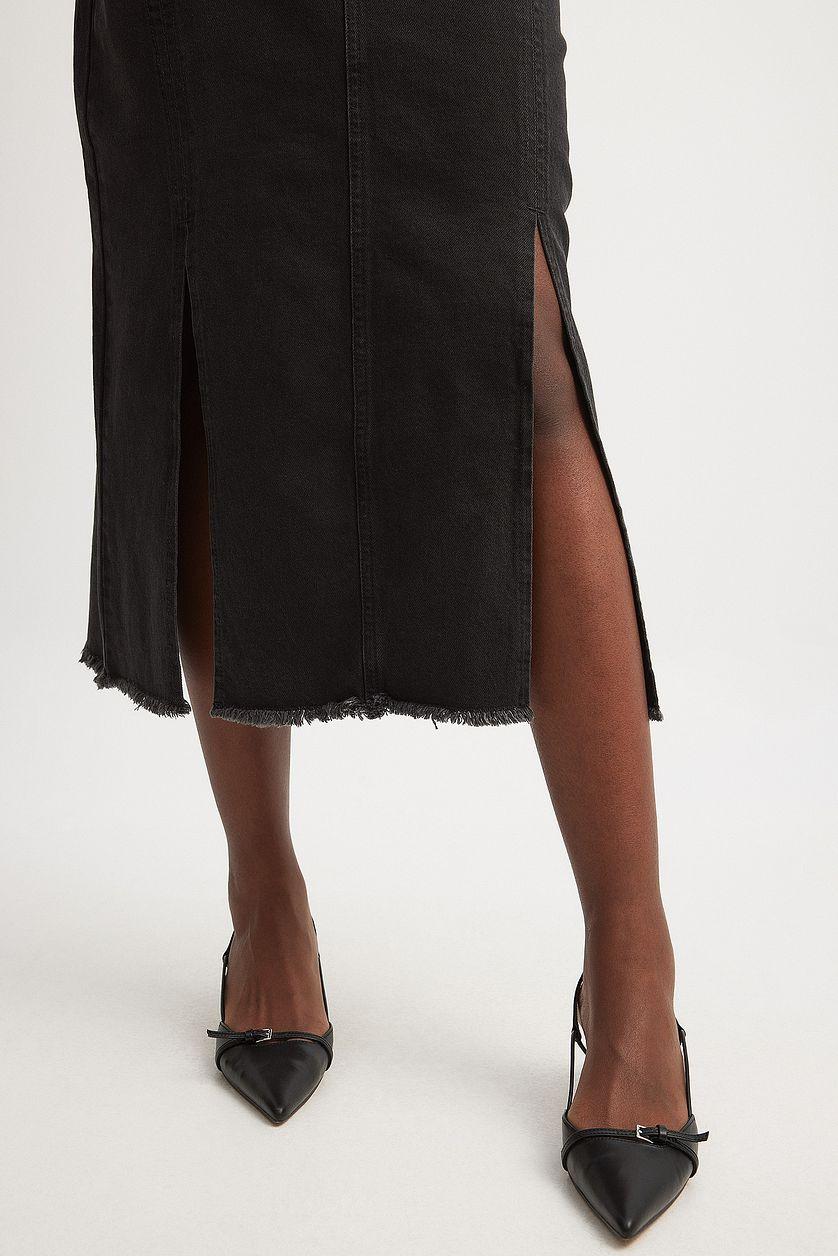 Slit Detail Denim Skirt Product Image