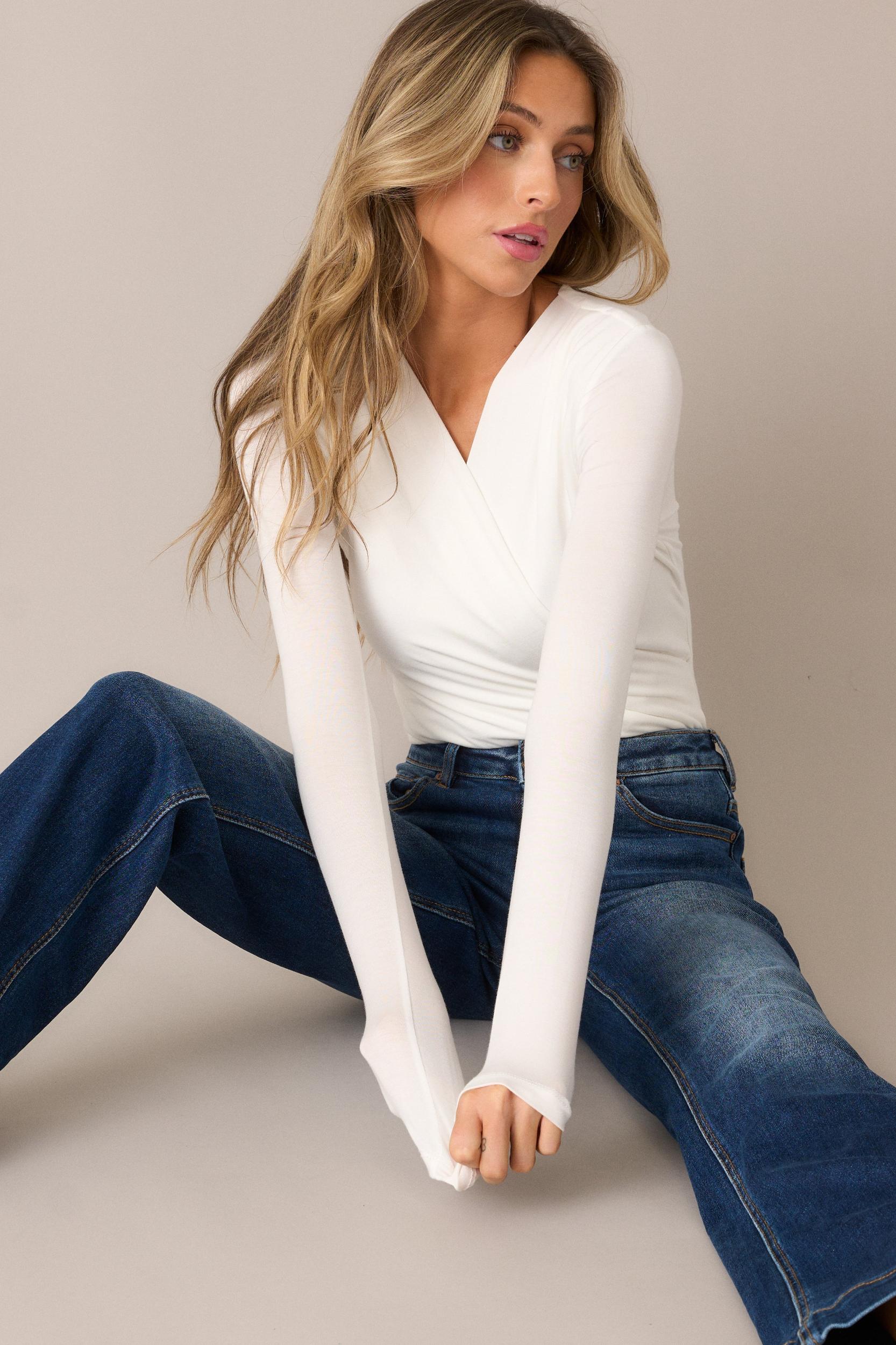 Center Of Attention White Bodysuit Product Image