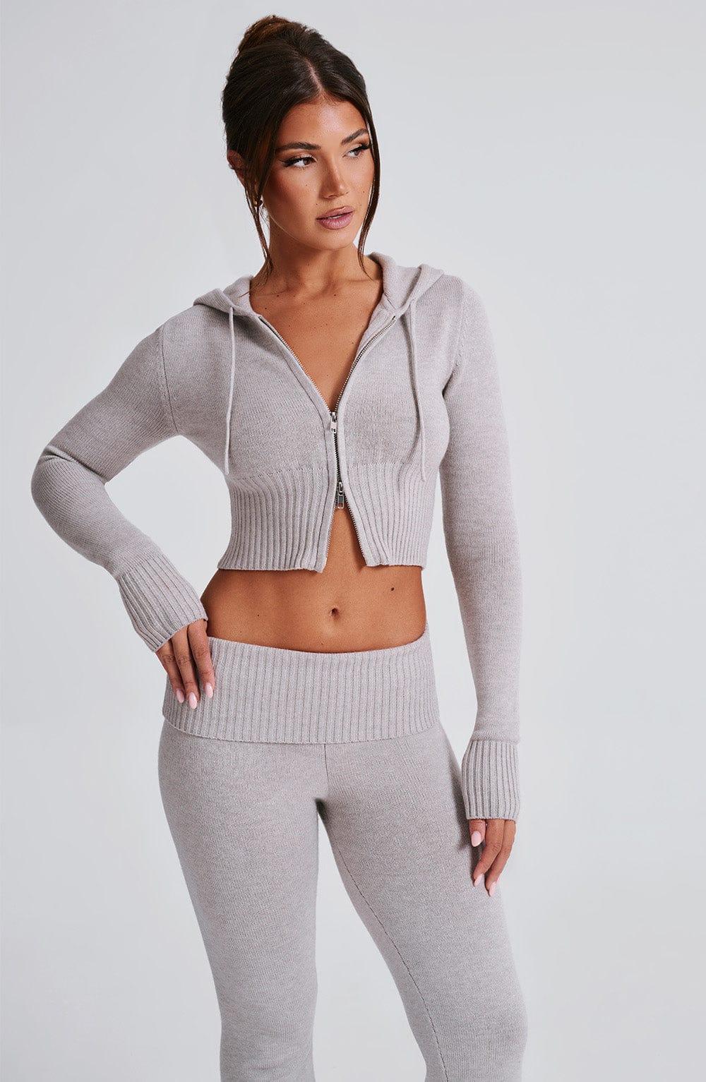 Portia Knit Hoodie - Light Grey Marl Product Image