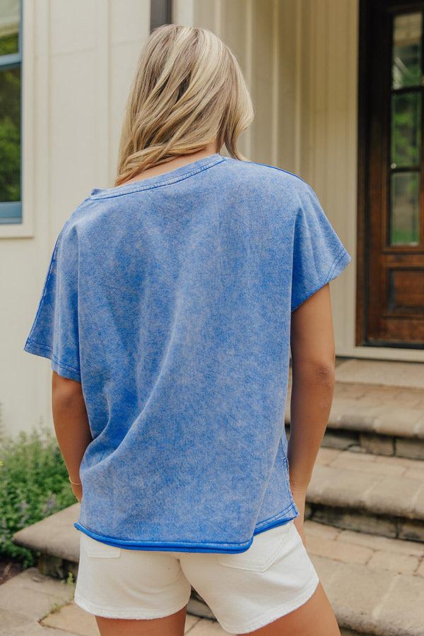 USA Patch Vintage Wash Top in Blue Product Image