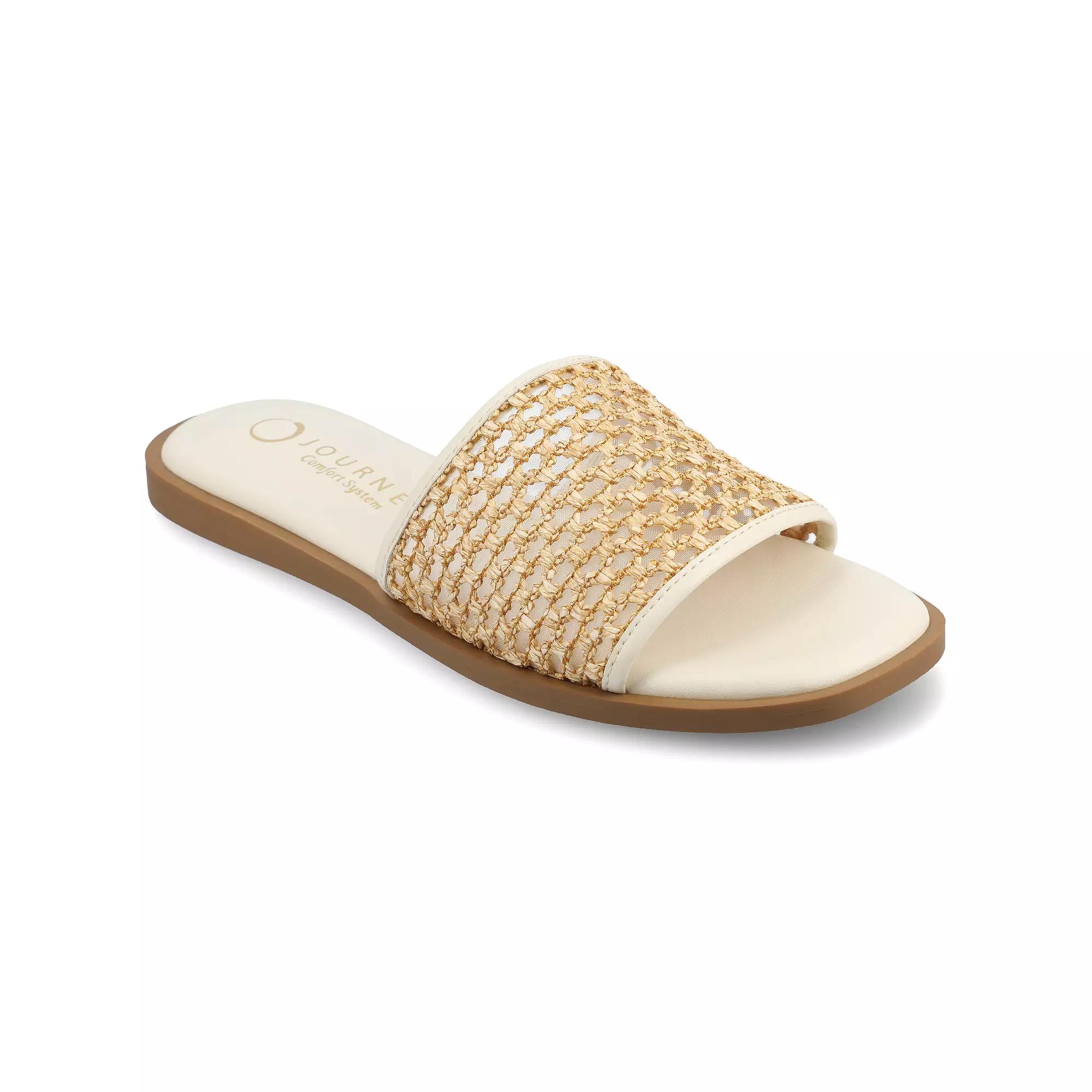 Journee Prisilla Women's Linen Slip On Slide Sandals,  Product Image