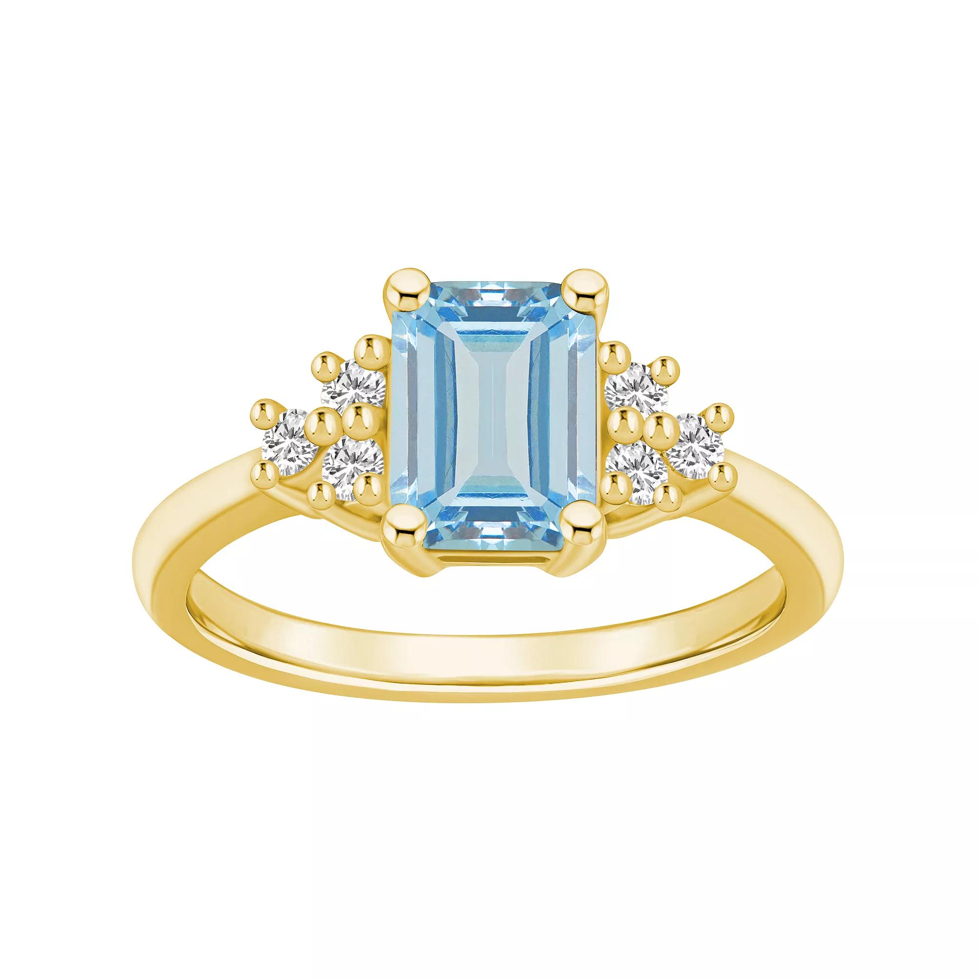 Alyson Layne 14k Rose Gold Emerald-Cut Morganite & 1/5 Carat T.W. Diamond Ring, Women's Product Image