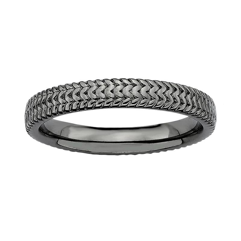 Stacks & Stones Ruthenium-Plated Sterling Silver Textured Stack Ring, Women's, Size: 9, Black Product Image