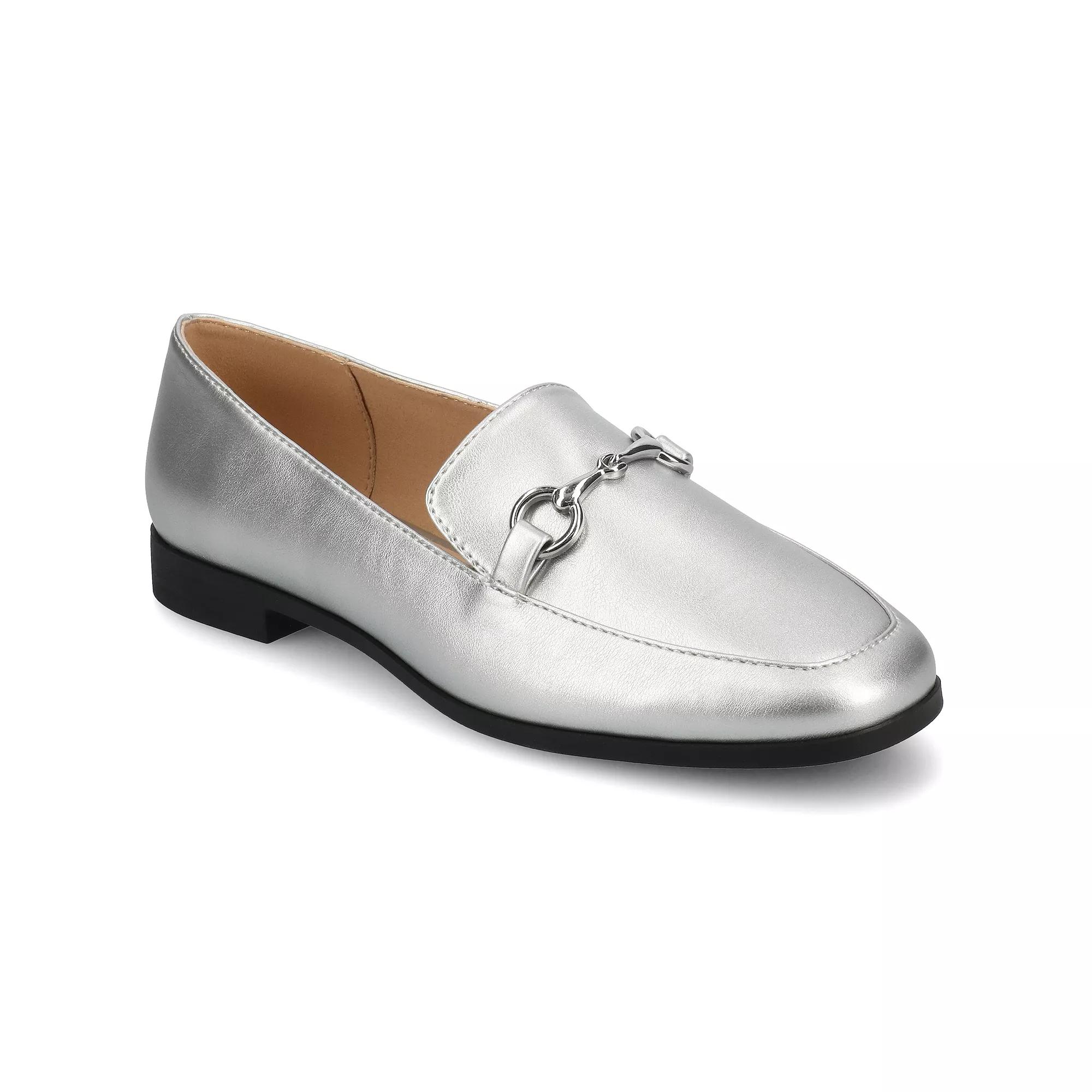 Journee Lacie Women's Slip On Square Toe Loafers, Size: 8, Silver Product Image