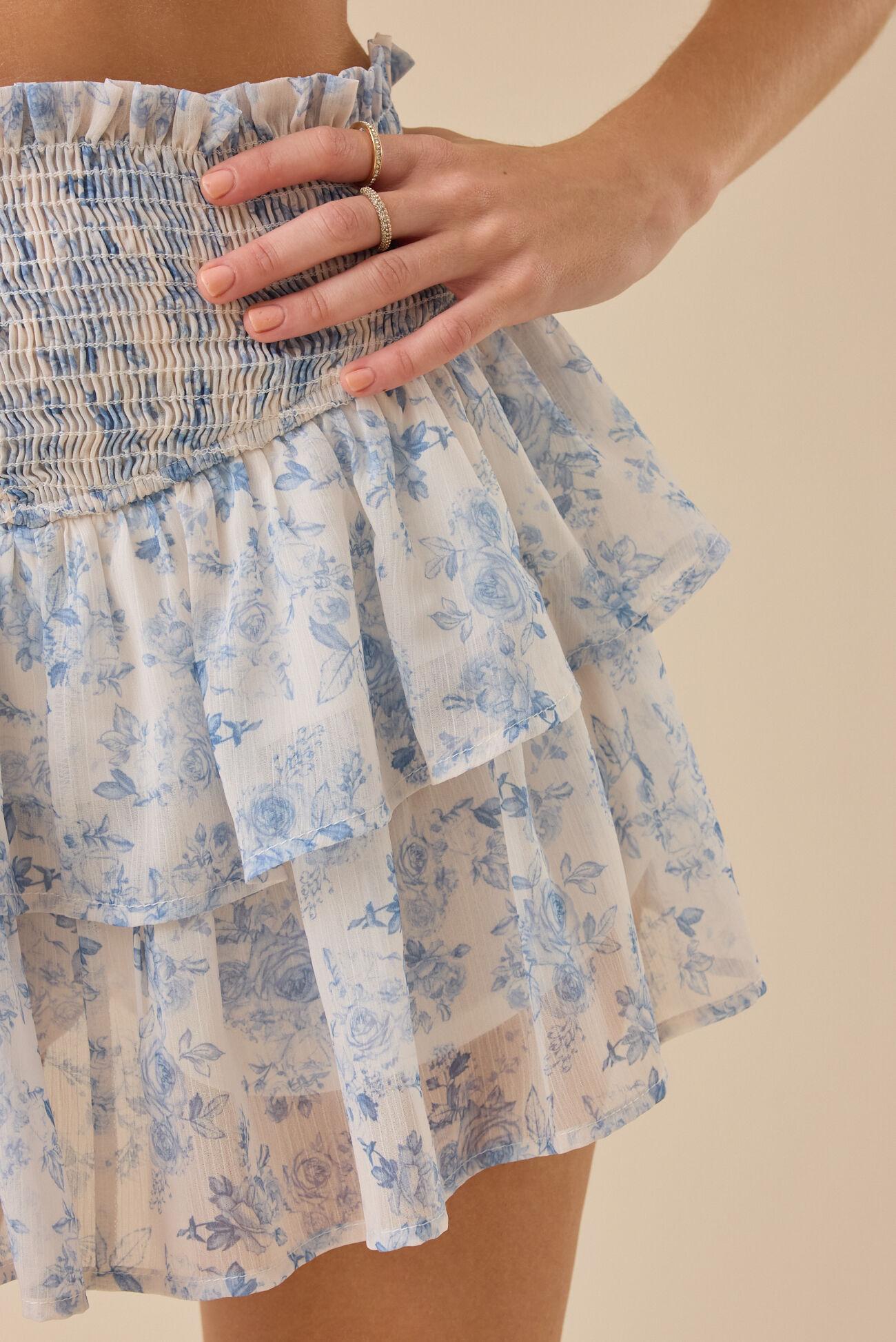Zara Smocked Floral Mini Skirt Product Image