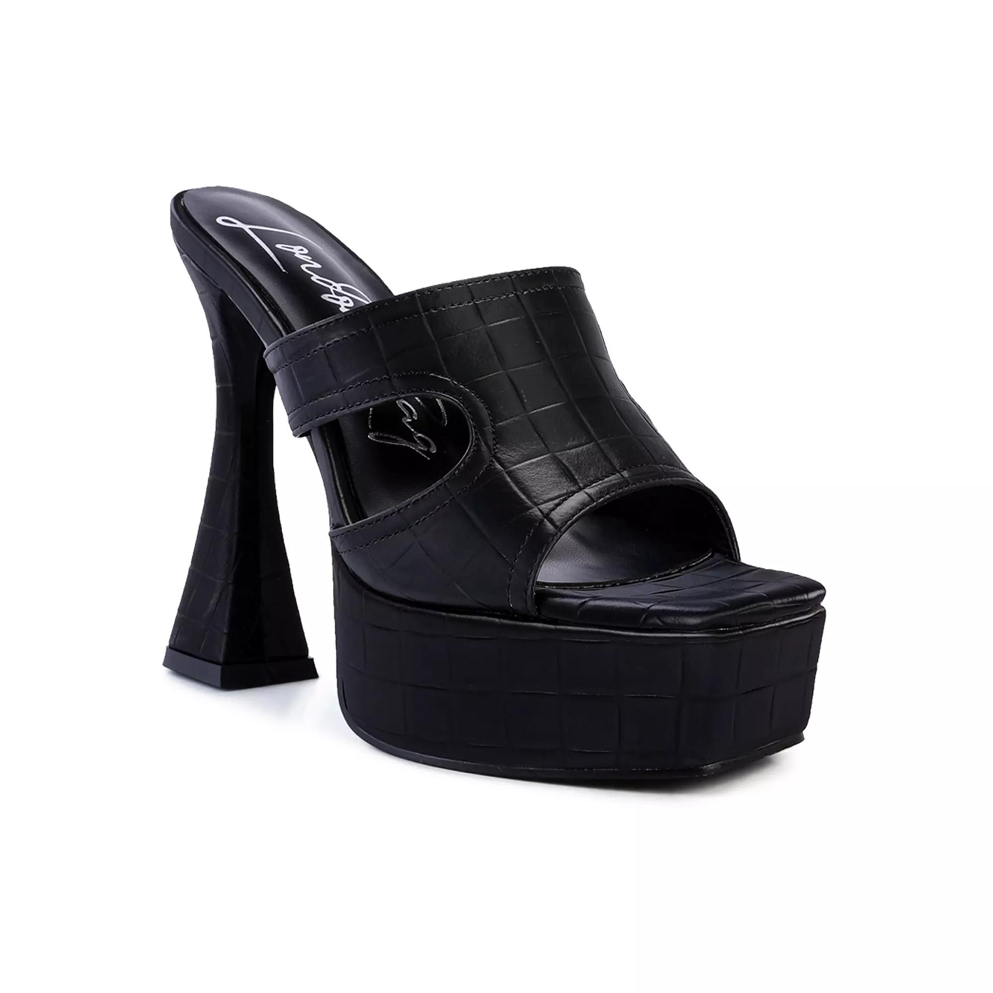 London Rag Women's High Heel Platform Sandals, Size: 7.5, Black Product Image