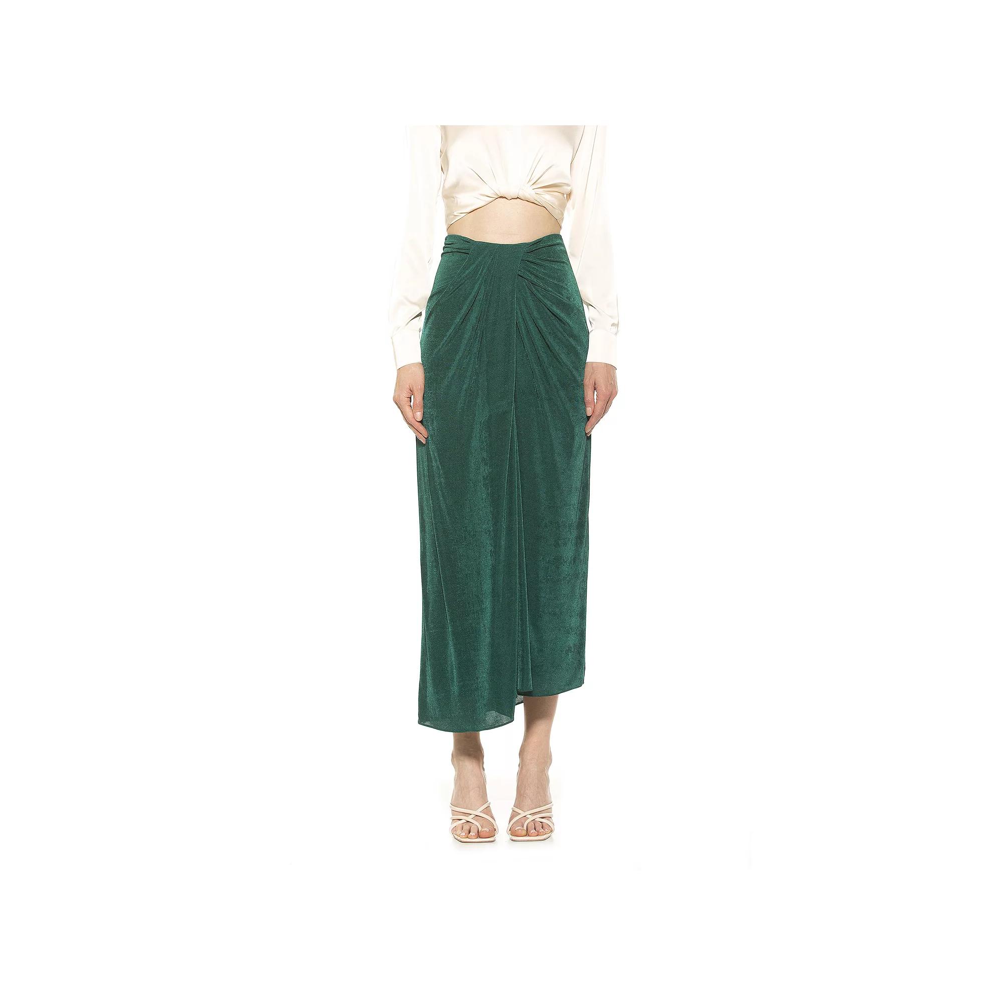 Women's ALEXIA ADMOR Jeanette Front Draped Slinky Midi Skirt, Size: XL, Blush Product Image