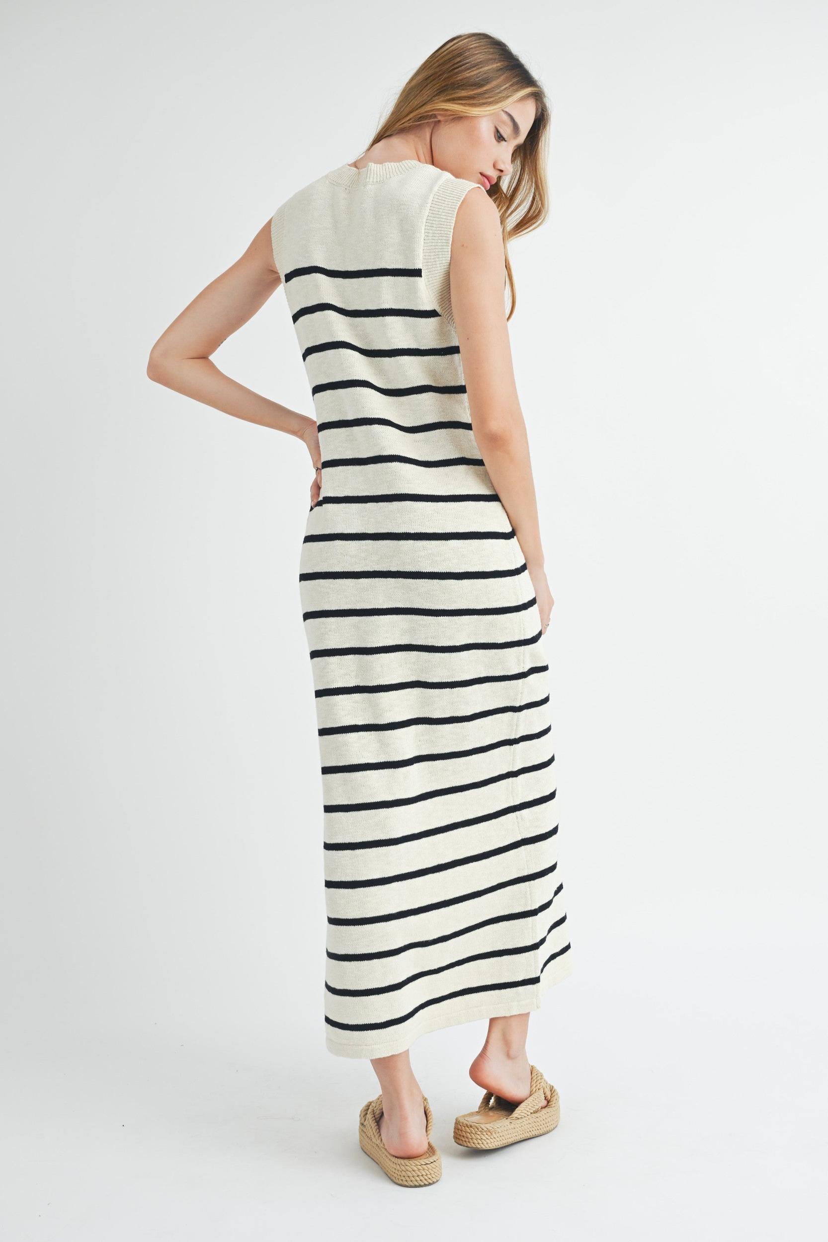 Sleeveless Stripe Sweater Maxi Dress Product Image