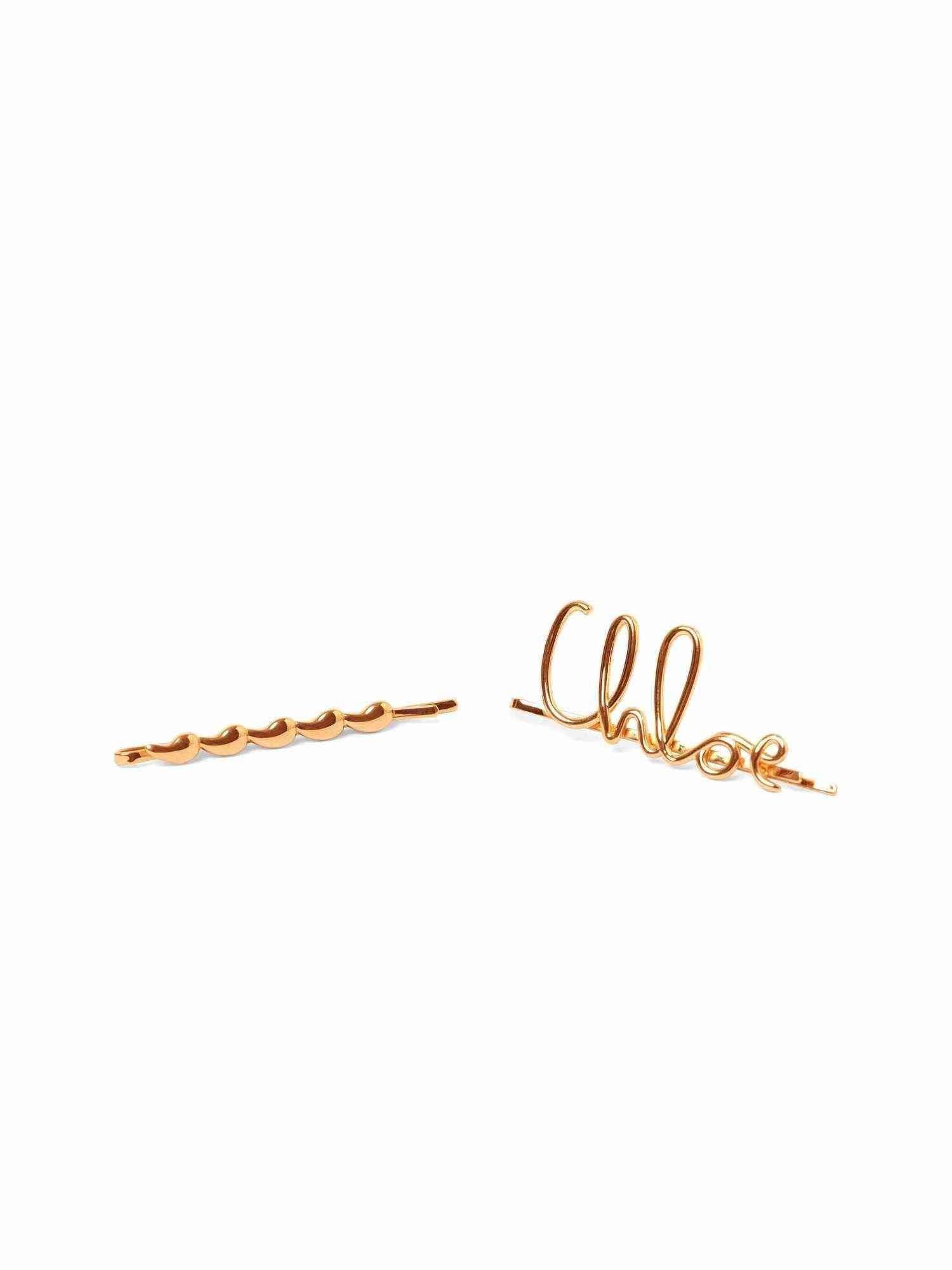 CHLOÉ Iconic Hair Clips Accessories In Metallic Product Image