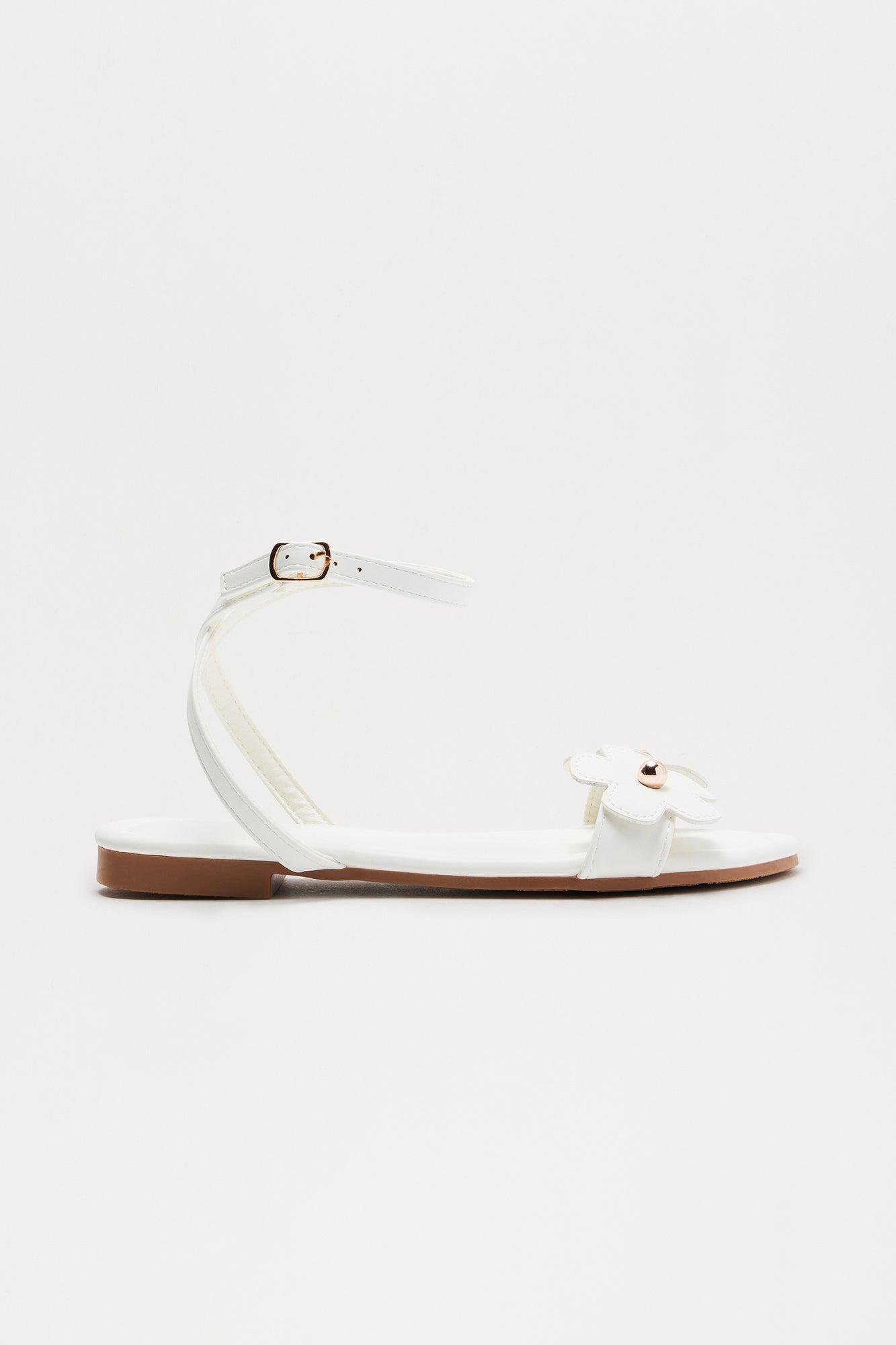 Raleigh Flower Sandals - White Product Image