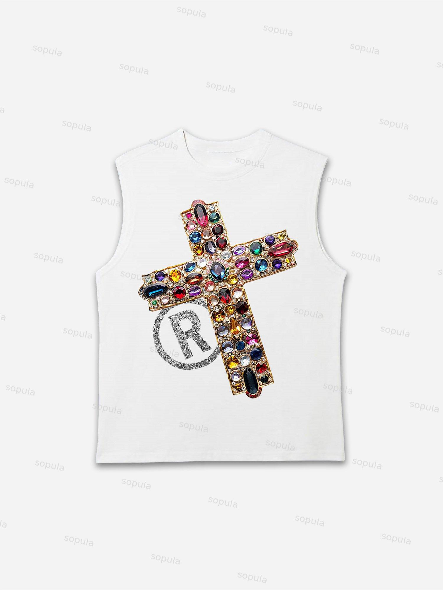 Diamond Cross Graphic Print Tank Top Product Image