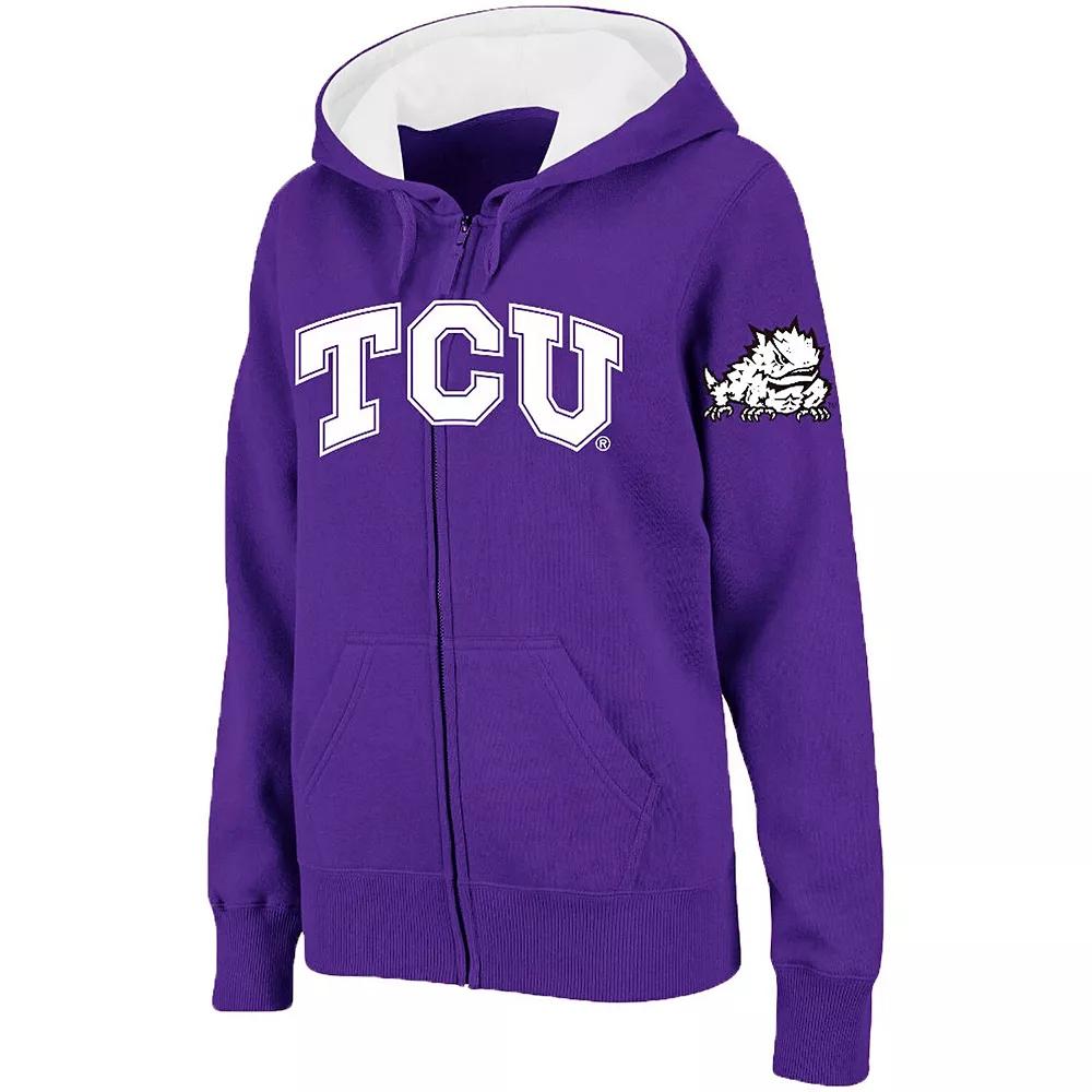 Women's Stadium Athletic Purple TCU Horned Frogs Arched Name Full-Zip Hoodie,  Product Image