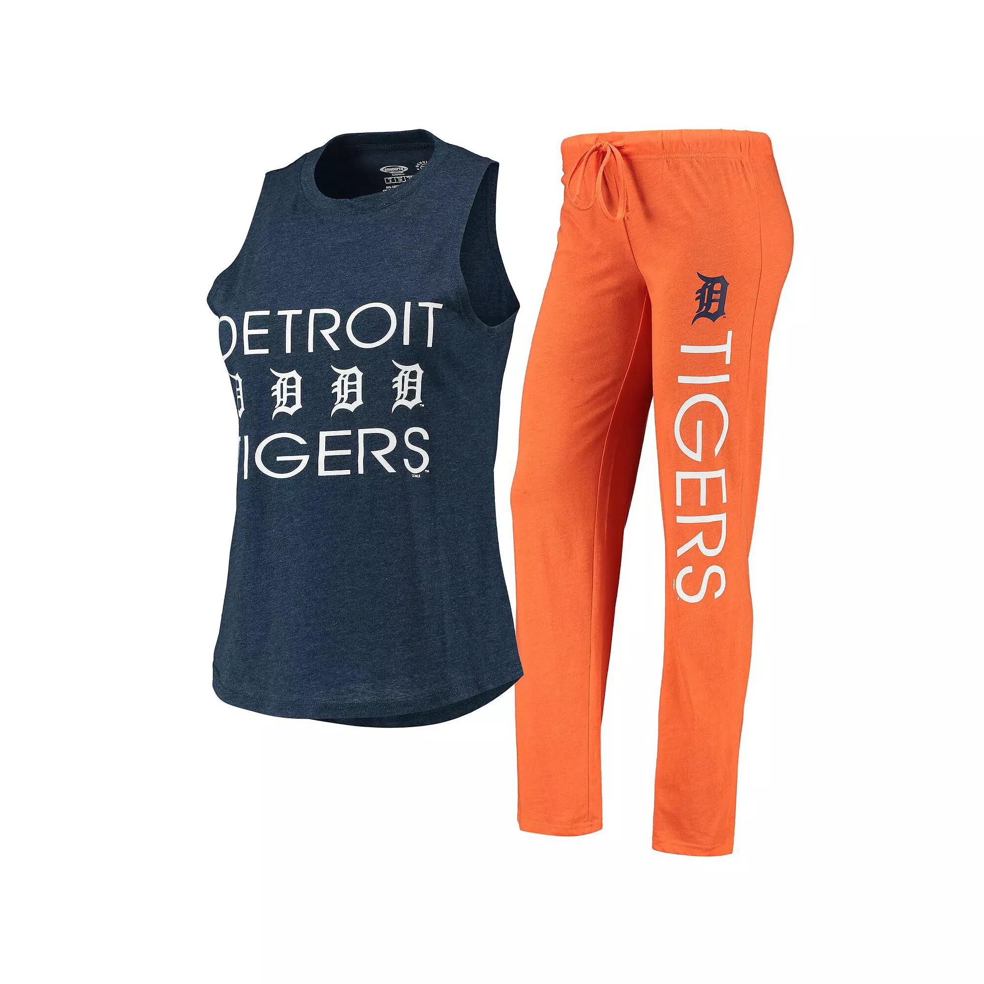 Women's Concepts Sport Orange/Navy Detroit Tigers Meter Muscle Tank Top & Pants Sleep Set,  Product Image
