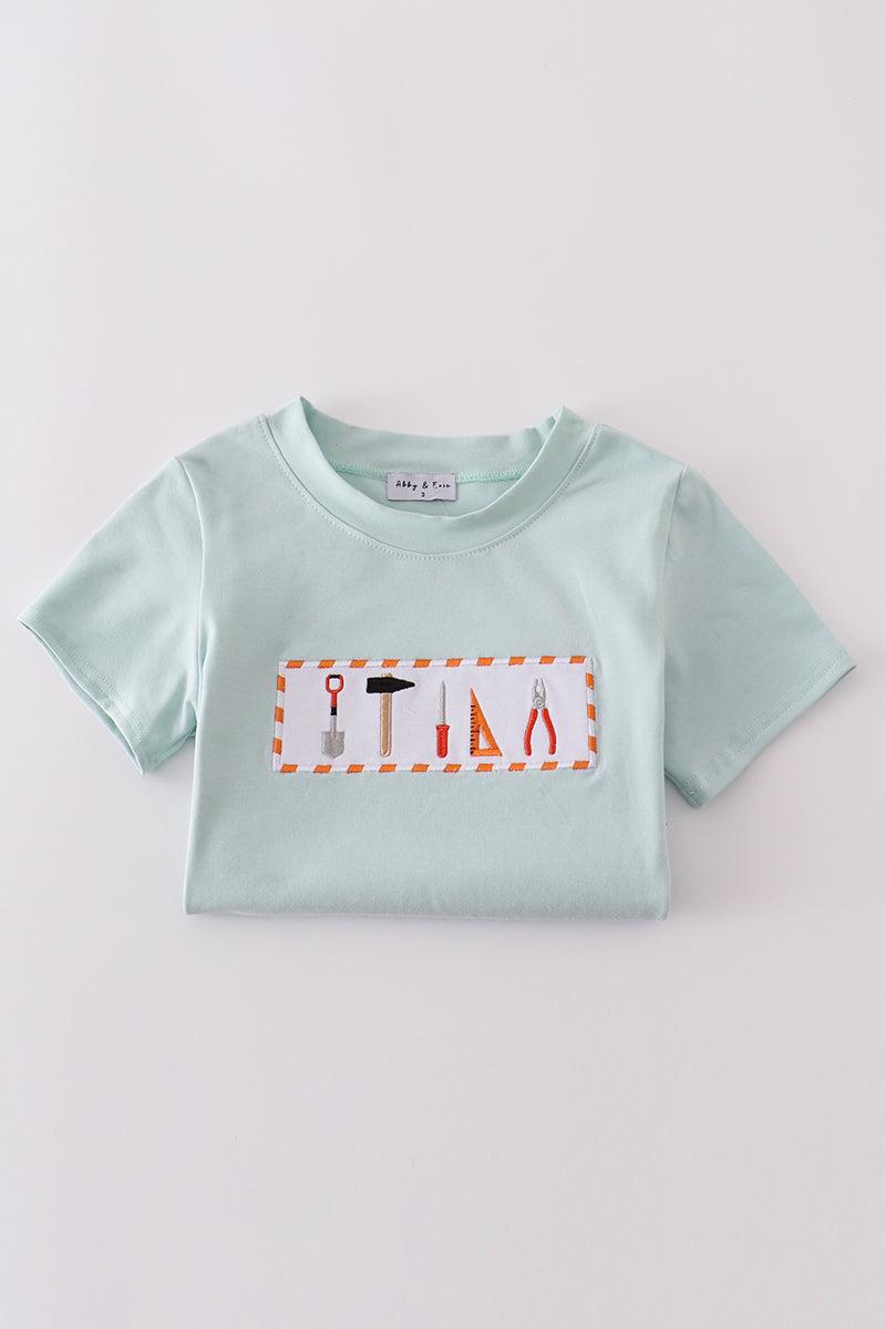 Blue tool embroidery top Product Image
