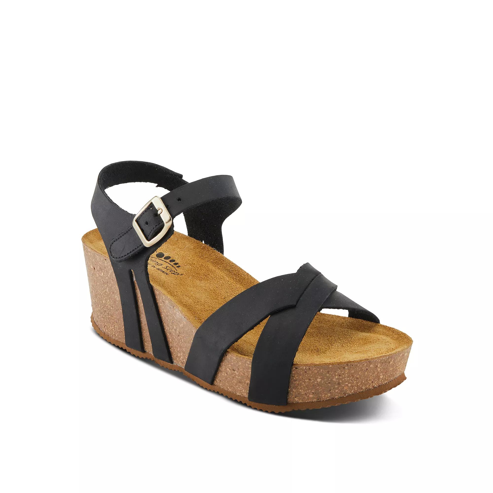 Spring Step Burton Women's Wedge Sandals, Size: 39, Black Product Image
