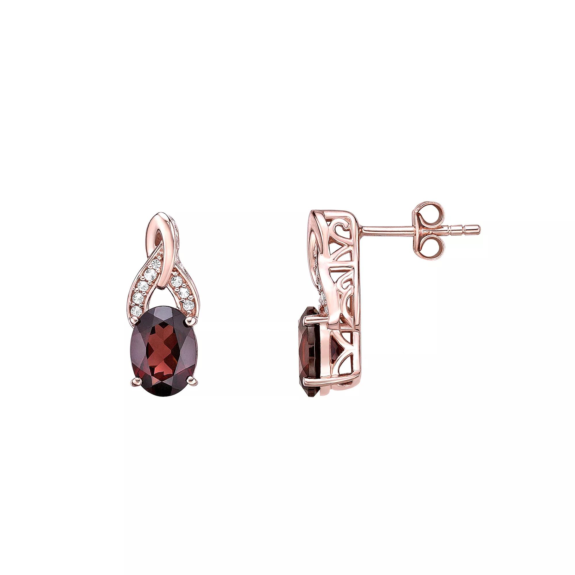 Gemminded 18 Gold Over Silver Garnet & White Topaz Earrings, Women's, Pink Tone Product Image