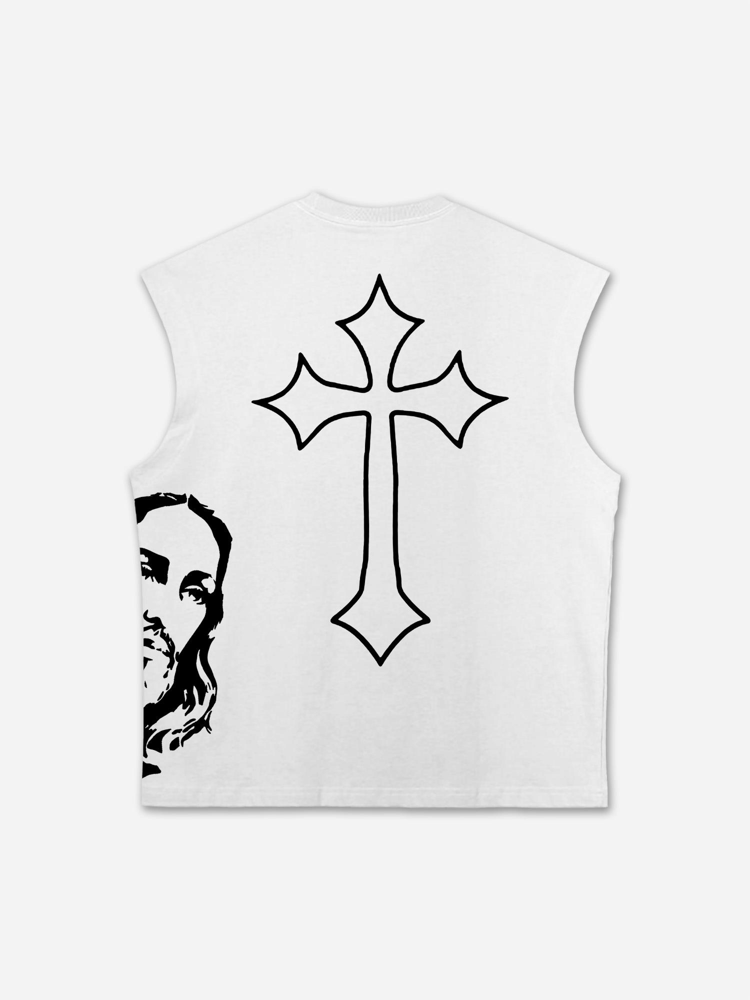 Sopula Fashionable God-Crusade Print Cotton Casual Tank Top Product Image