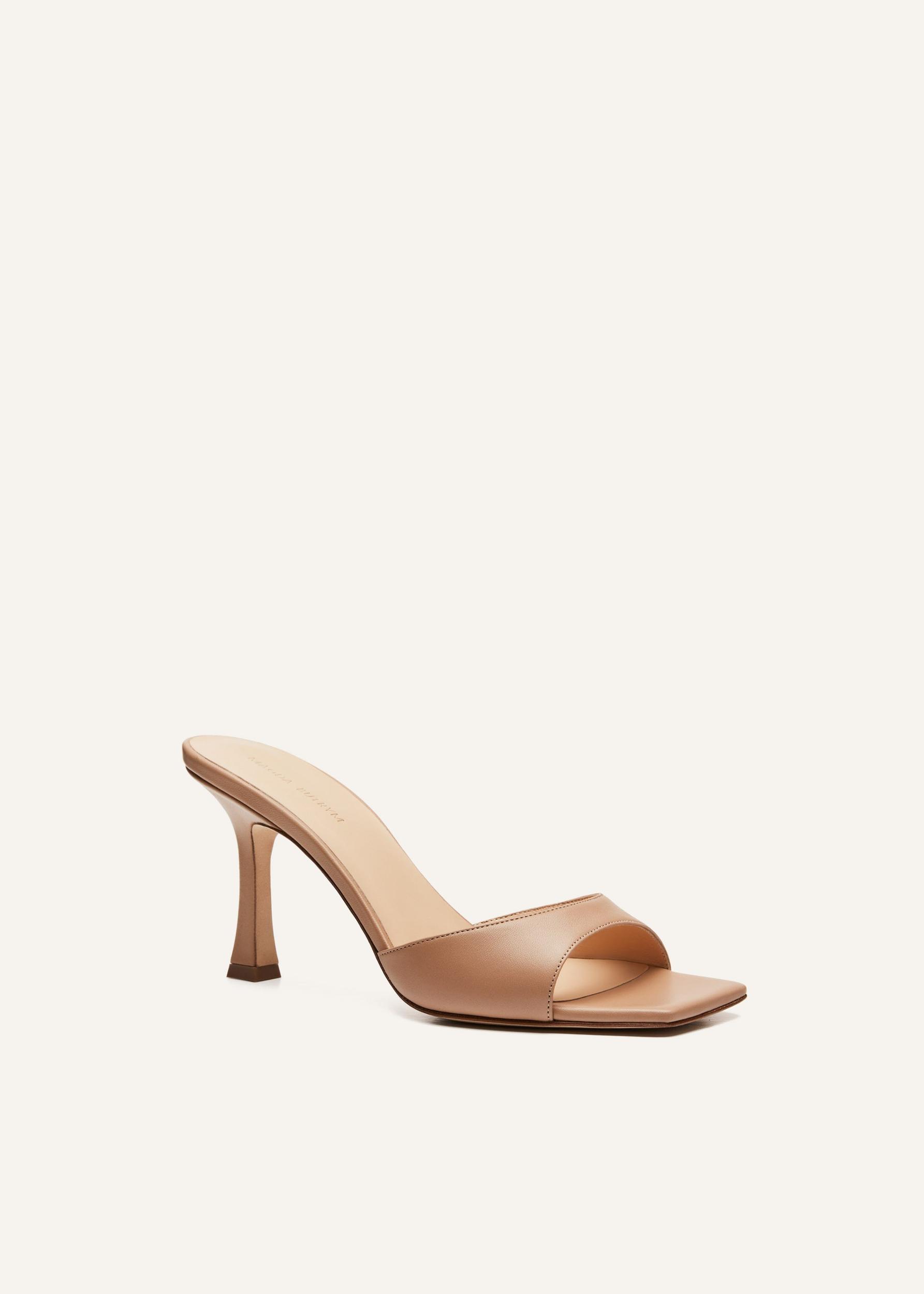 Thin leather mules in beige Product Image