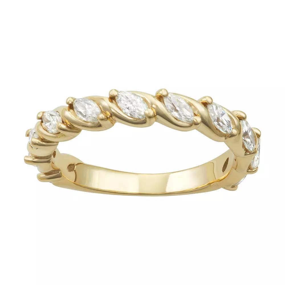 Charles & Colvard 14k Gold 3/4 Carat T.W. Lab-Created Moissanite Marquise Twisted Band, Women's, Size: 8, Yellow Product Image