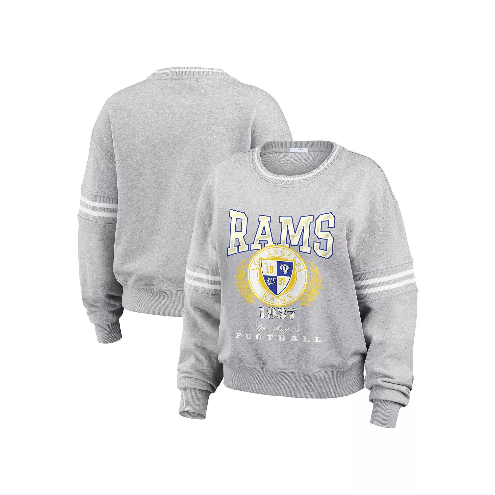Women's WEAR by Erin Andrews Heather Gray Detroit Lions Pullover Sweatshirt, Size: XL, Grey Product Image