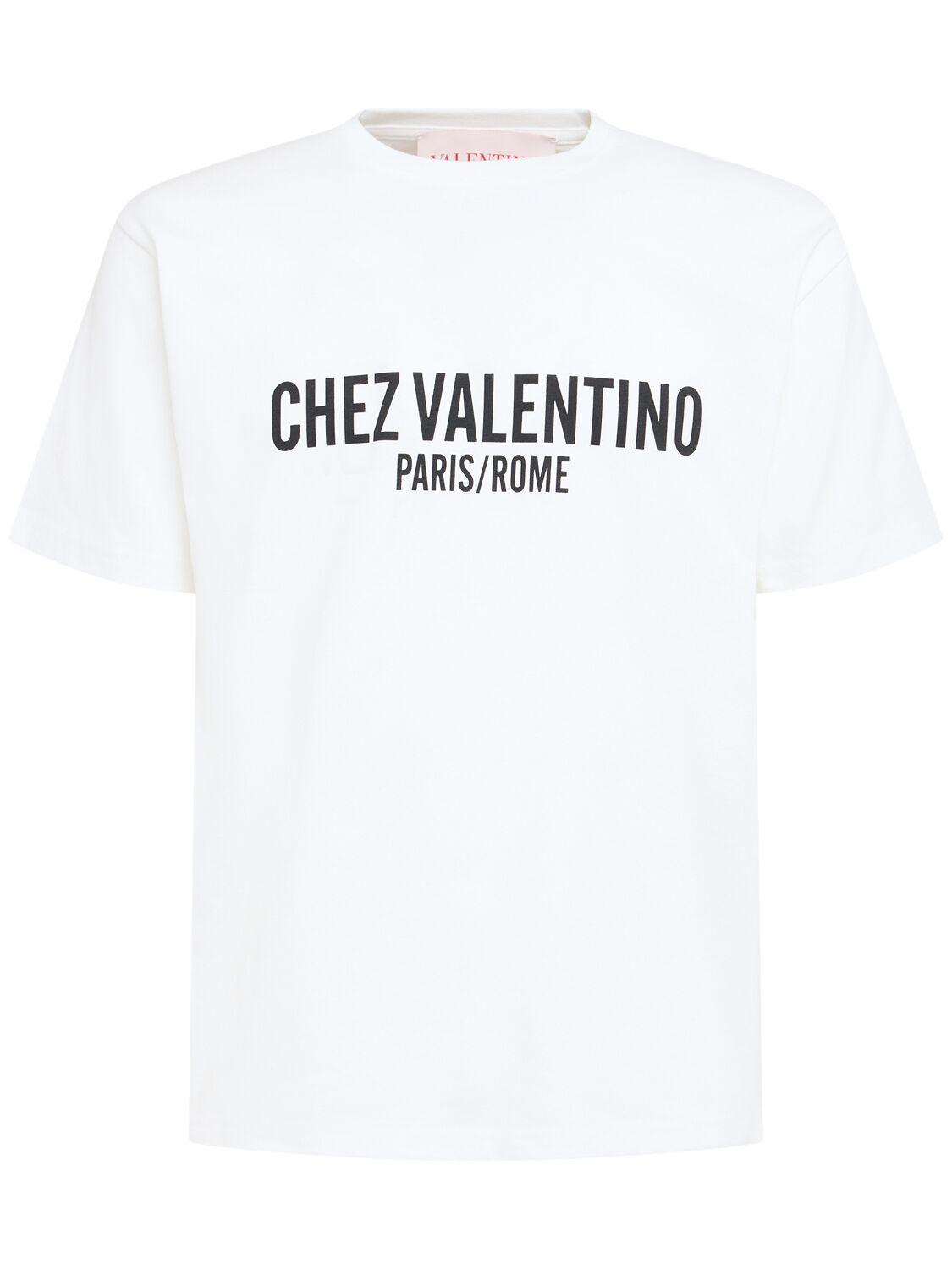 VALENTINO Cotton Crew Neck T-shirt With Graphic Print In White Product Image