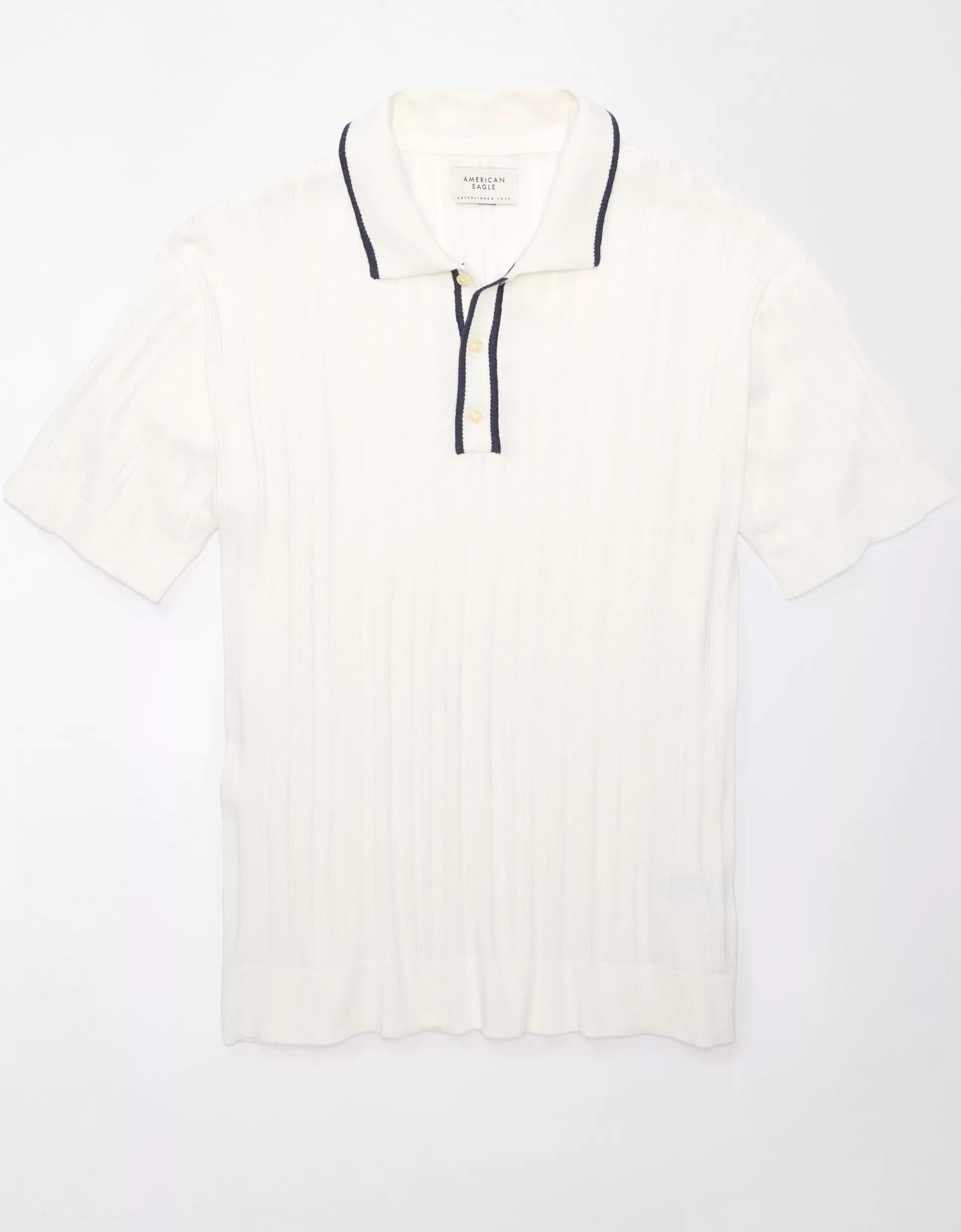 AE Weekend Tipped Sweater Polo Shirt Product Image