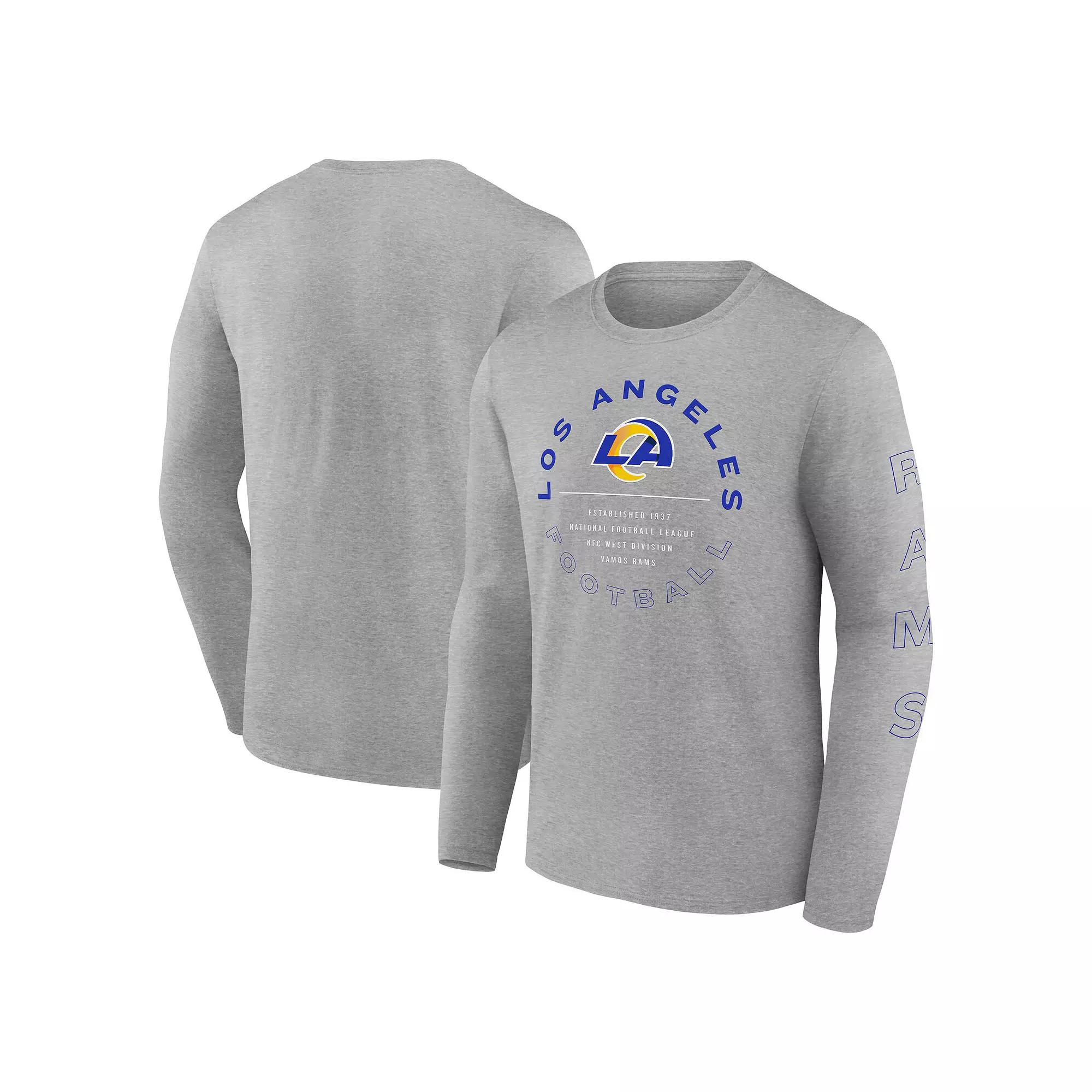 Men's Fanatics Heather Gray Los Angeles Rams Stat Sheet Long Sleeve T-Shirt,  Product Image