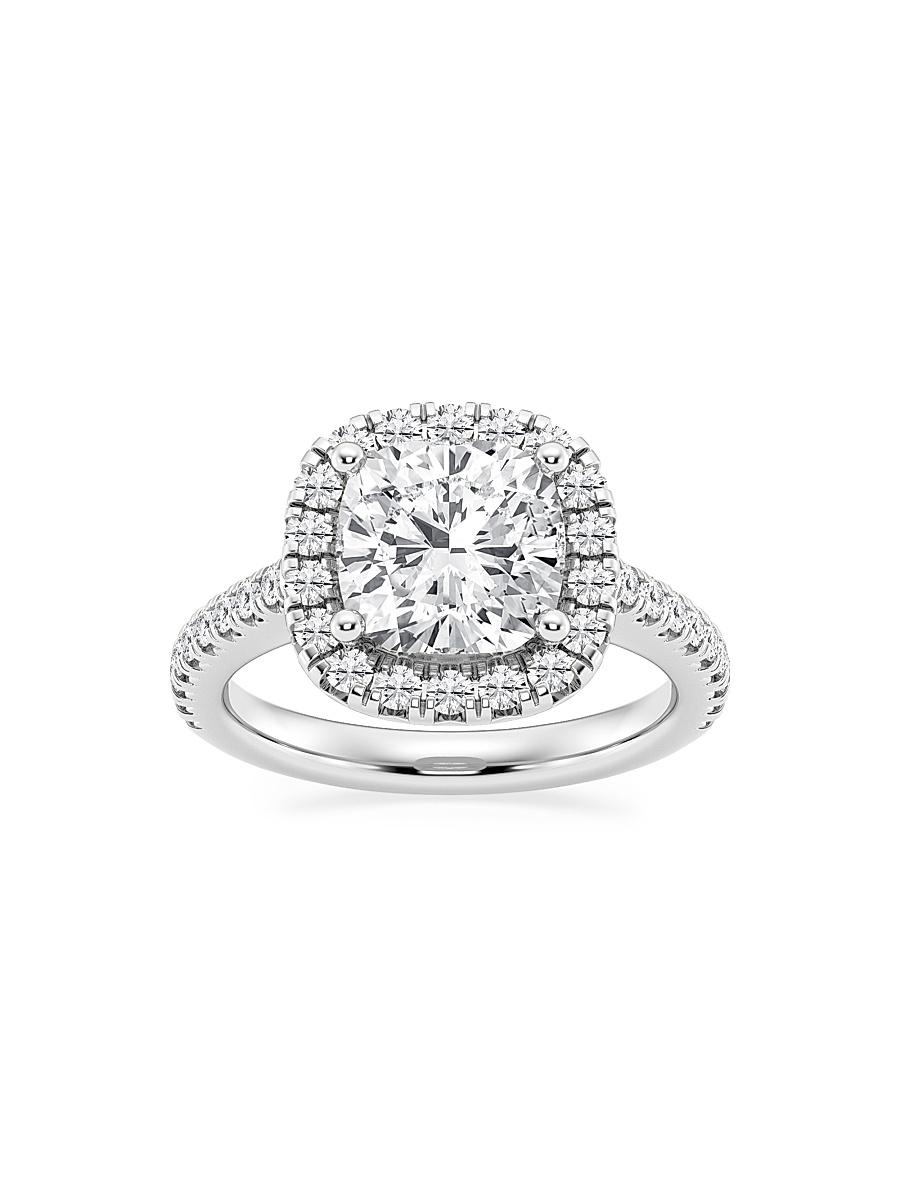 Womens 14K White Gold & Cushion-Cut Lab-Grown Diamond Halo Ring/1.30-3.60 TCW Product Image