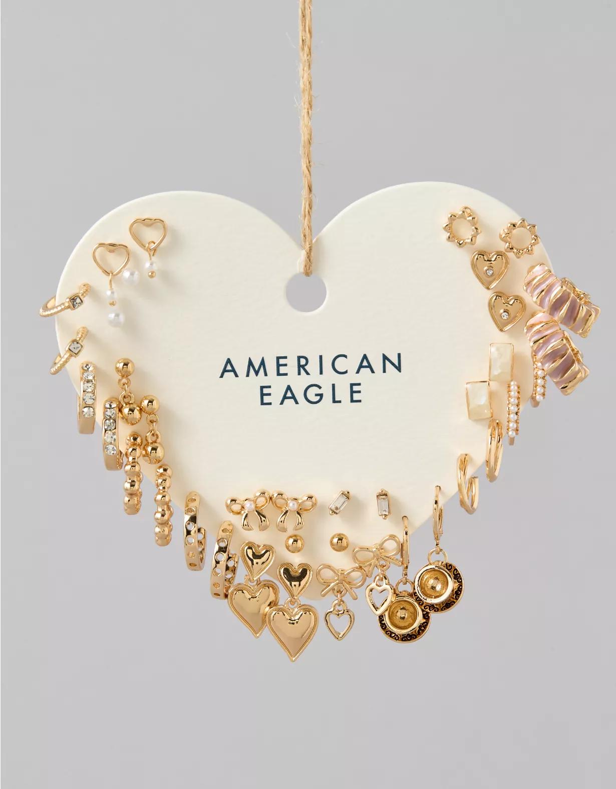 AEO Gold Heart Earrings 18-Pack Product Image