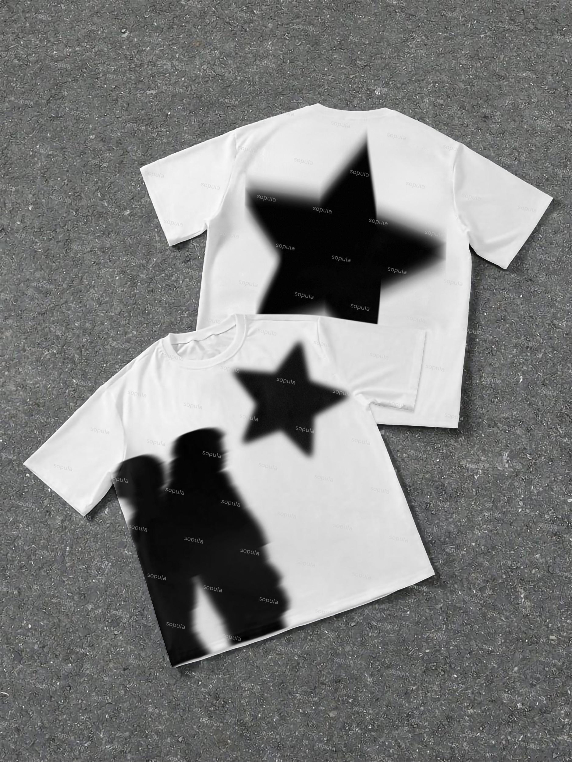 Men's Casual Virtual Shadow Graphics Cotton Short Sleeve T-Shirt Product Image