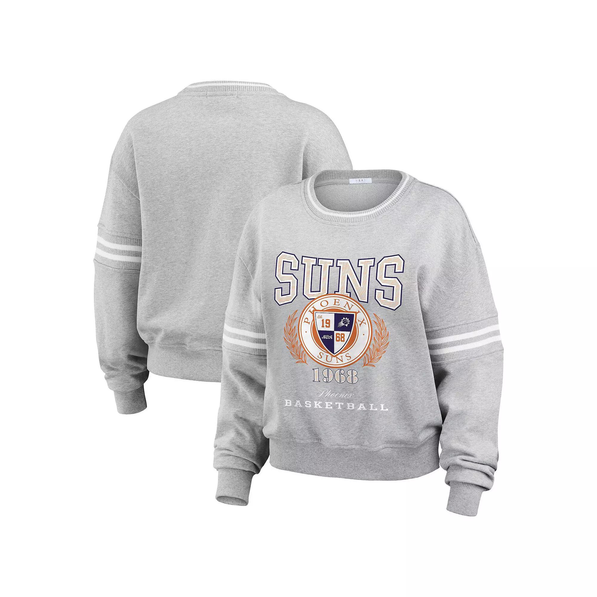 Women's WEAR by Erin Andrews Heather Gray Phoenix Suns French Terry Pullover Sweatshirt,  Product Image