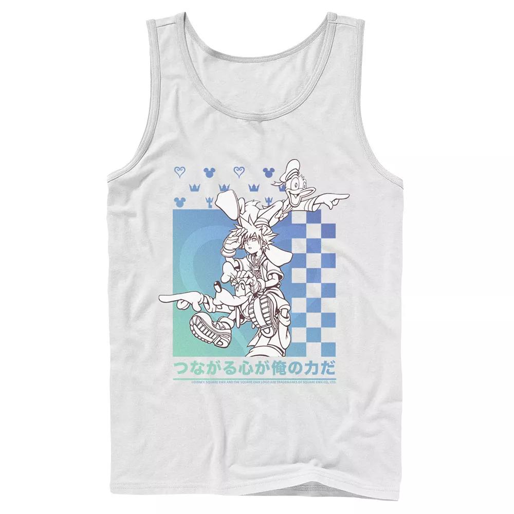 Men's Disney Kingdom Hearts Sora Donald Goofy Kanji Checkerboard Tank Top,  Product Image