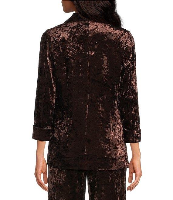 Skies Are Blue Coordinating Crushed Velvet Open Front Long Sleeve Blazer Product Image