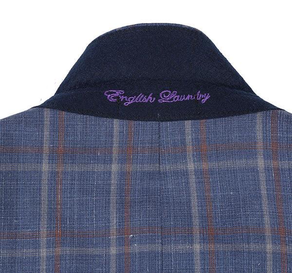 English Laundry 2-Piece Check Wool Linen Blend Slim Fit Suit Product Image