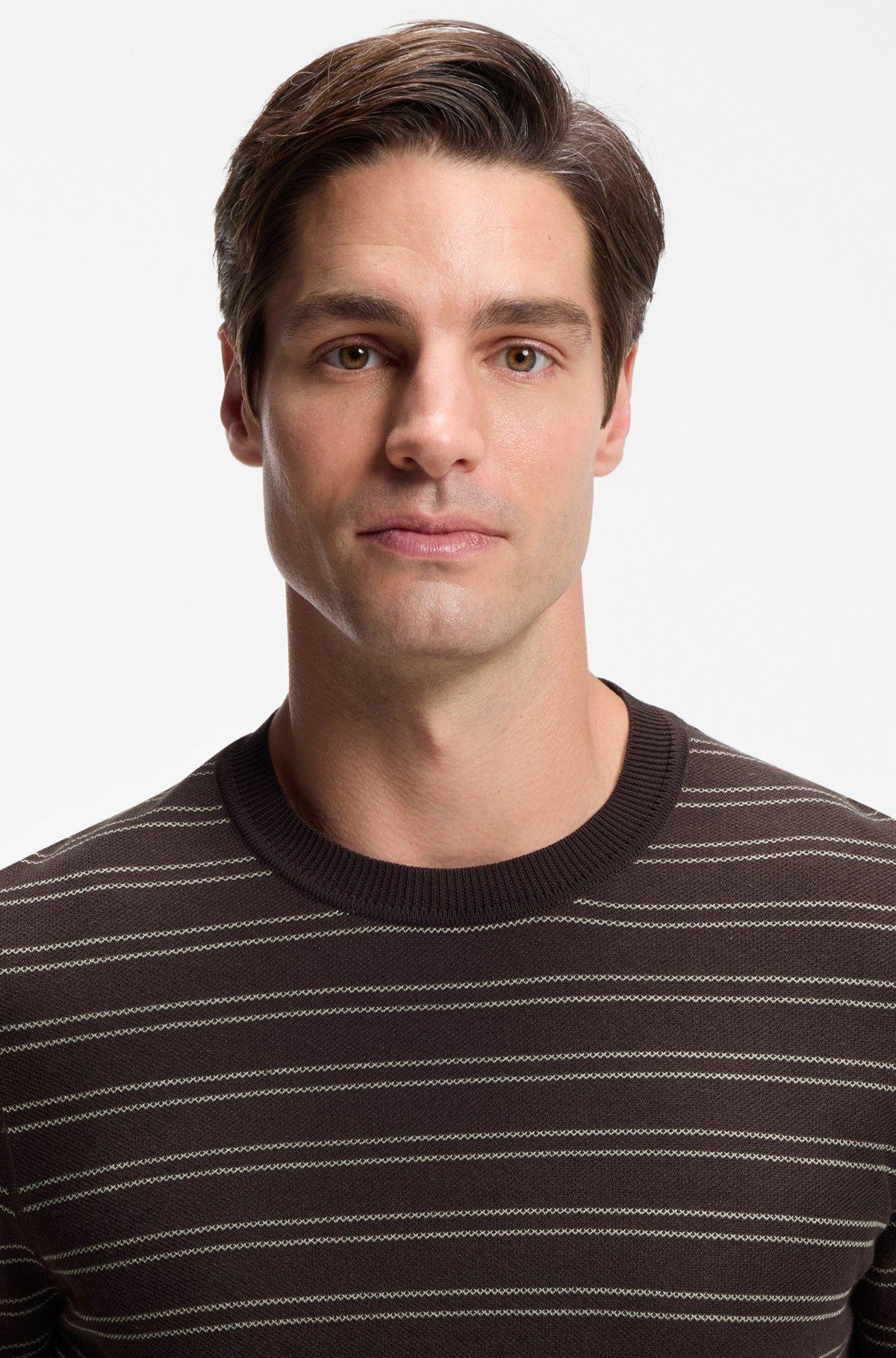 Horizontal-stripe sweater in a cotton blend Product Image