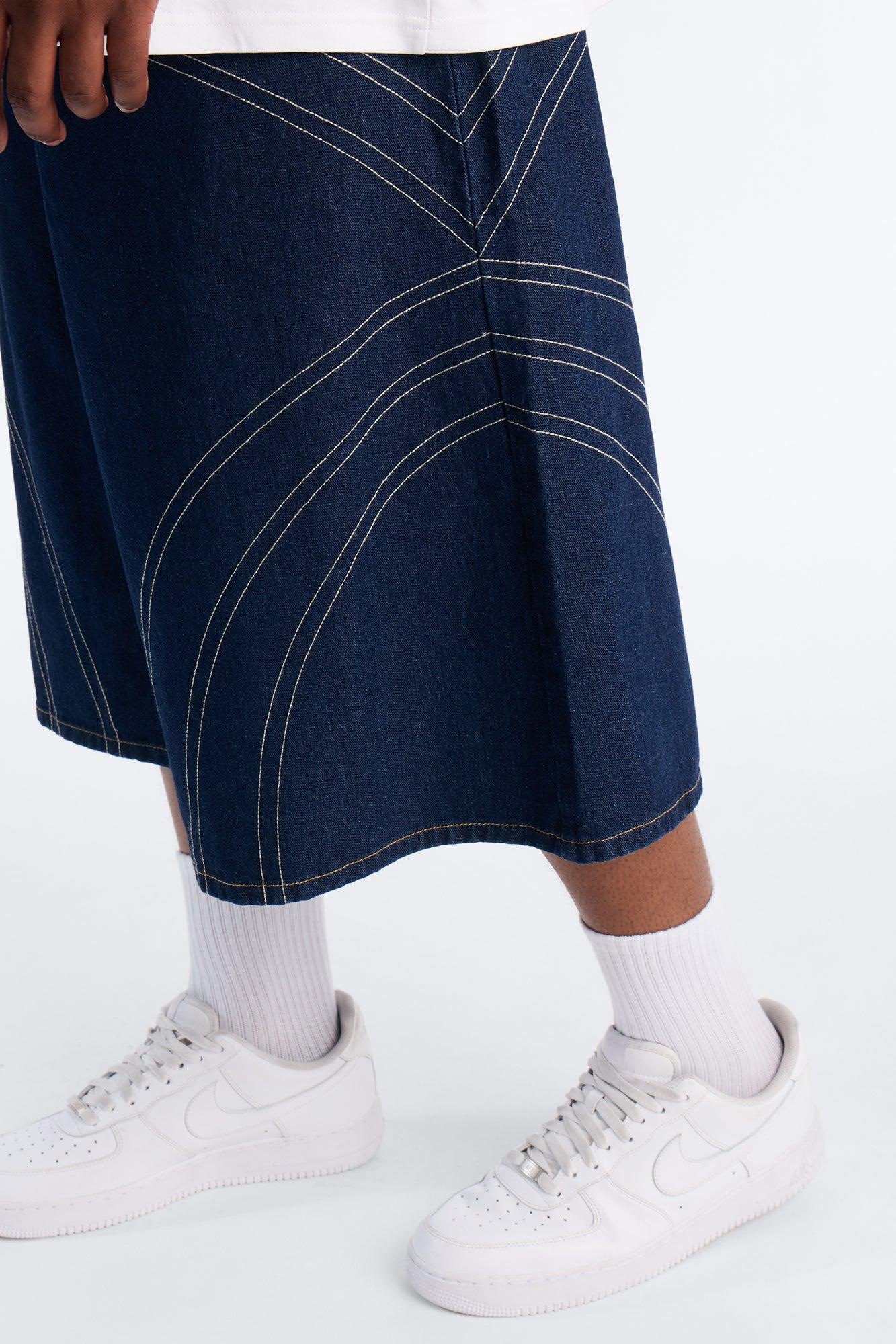 Bodega Stitch Baggy Denim Short - Dark Wash Male Product Image