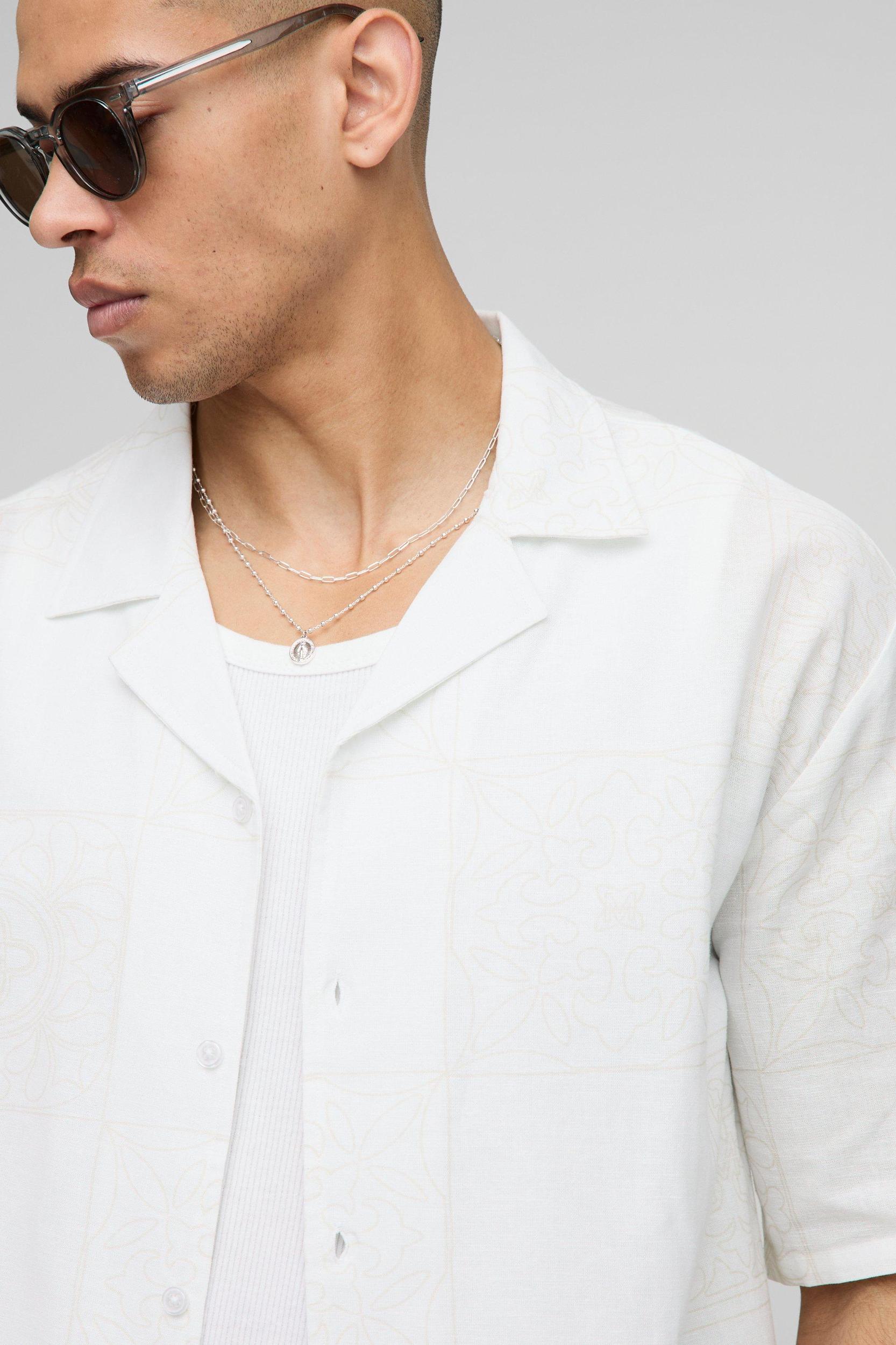 Oversized Tonal Check Printed Shirt | boohooMAN USA Product Image