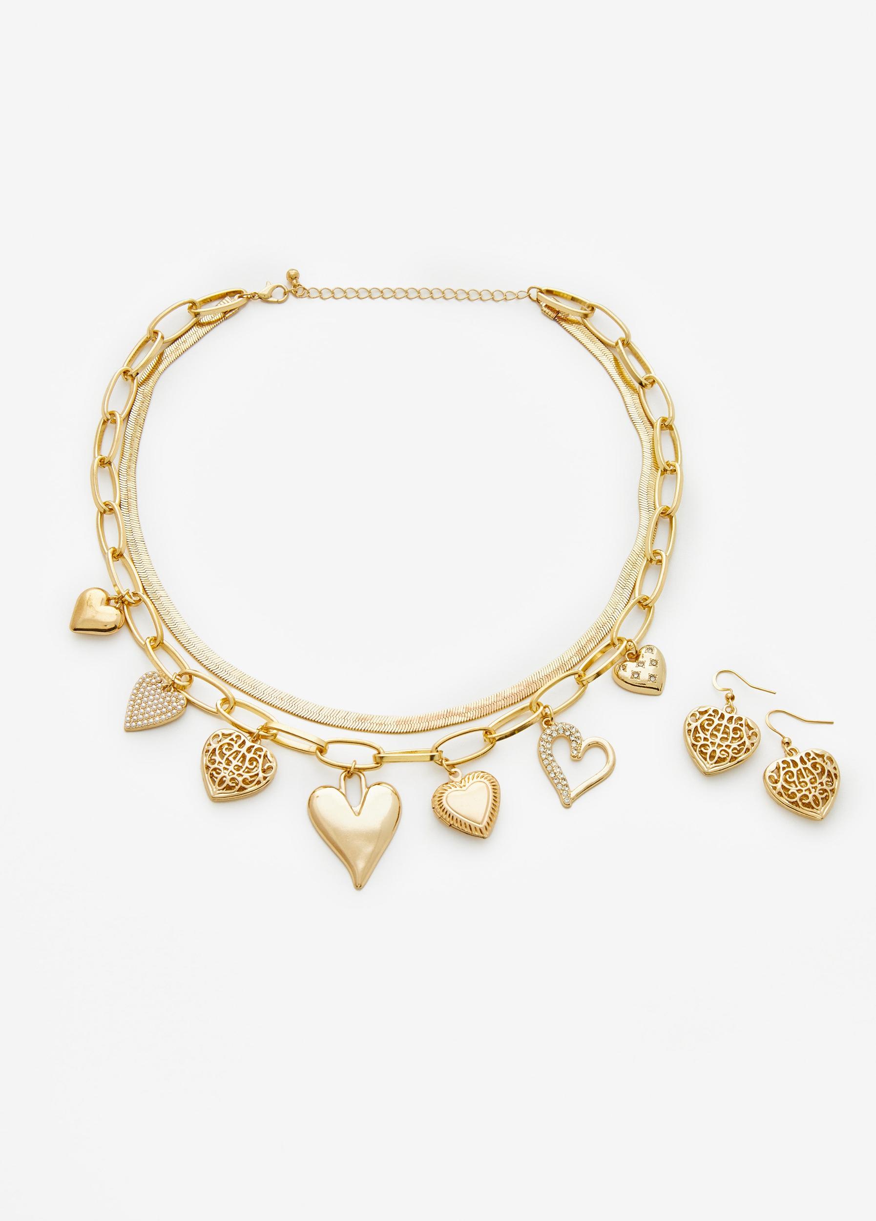 Hearts Charm Necklace Set Product Image