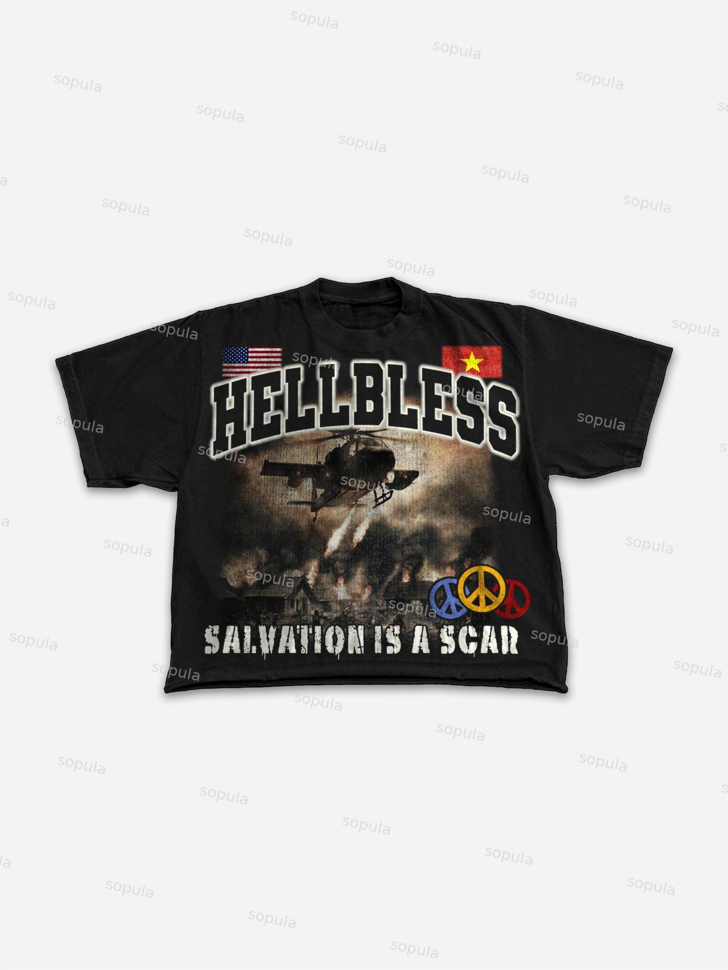 Hellbless Aged Vintage Warzone Graphic Cropped T-shirt Product Image