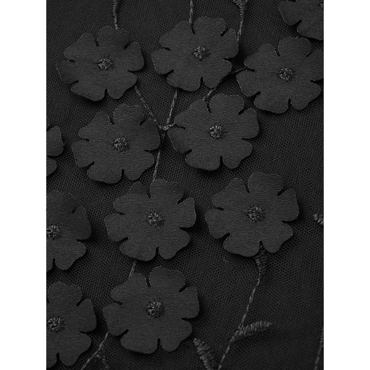 Plus Size Texture Floral See Through Cami Dress Black Women Formal Texture Heart neckline Sleeveless Curvy BloomChic 14-16/1X Product Image