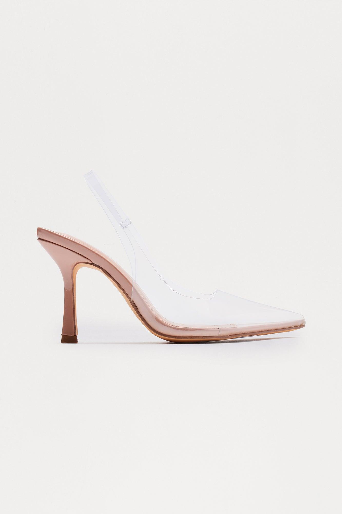 Spectate Faux Patent Slingback Pumps - Clear Product Image