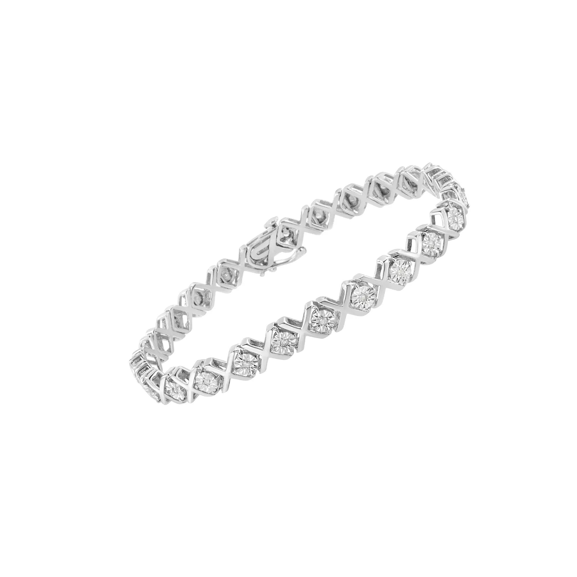 Haus of Brilliance Sterling Silver 1/4 Carat T.W. Diamond Miracle-Set "X" Link Bracelet, Women's,  Product Image