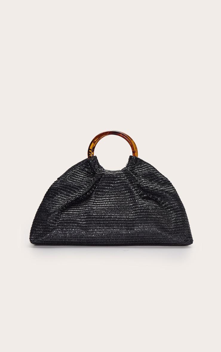 Black Raffia Trapeze Hand Bag Product Image
