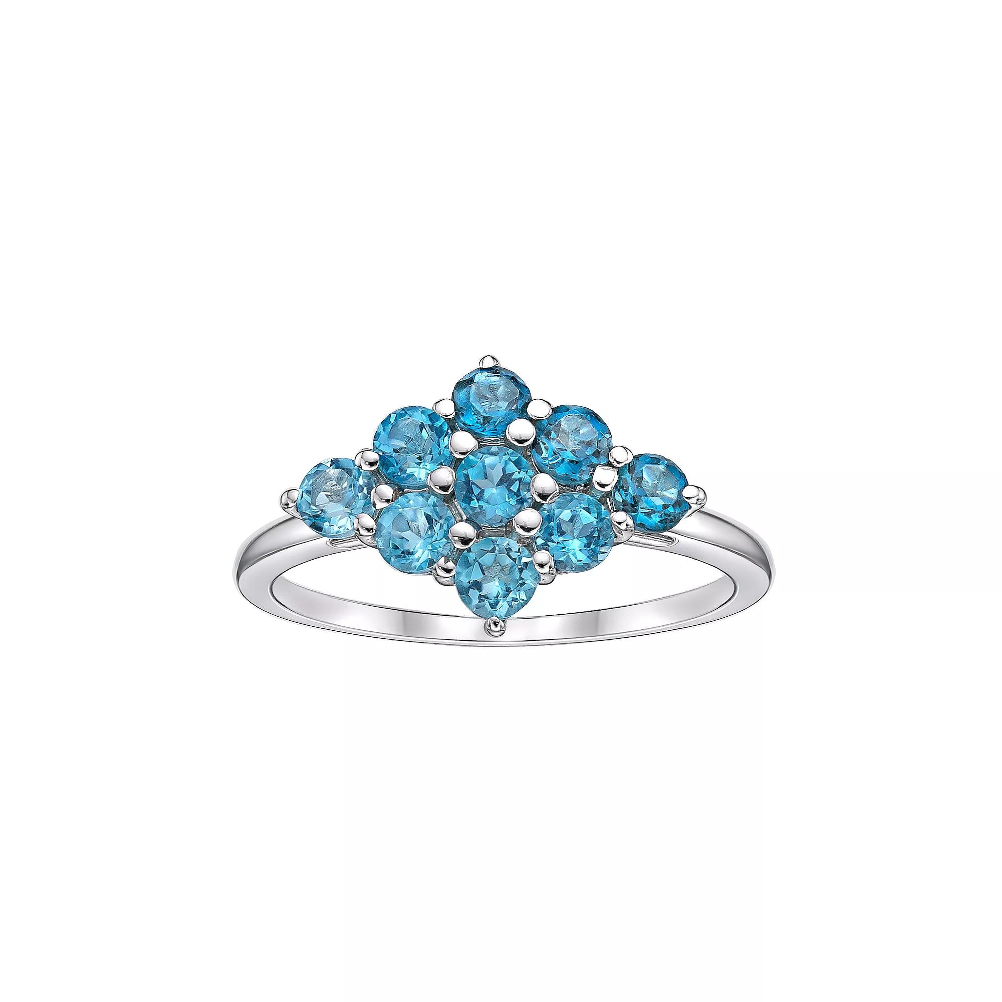 Gemminded Sterling Silver & Diamond-Shaped Cluster Blue Topaz Ring, Women's, Size: 5 Product Image
