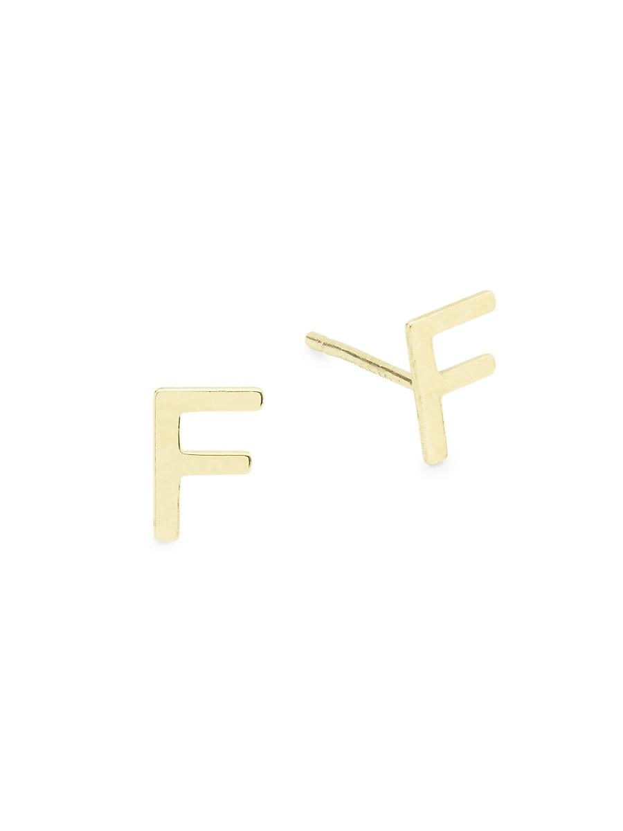 Womens 14K Yellow Gold Single Initial Stud Earring Product Image