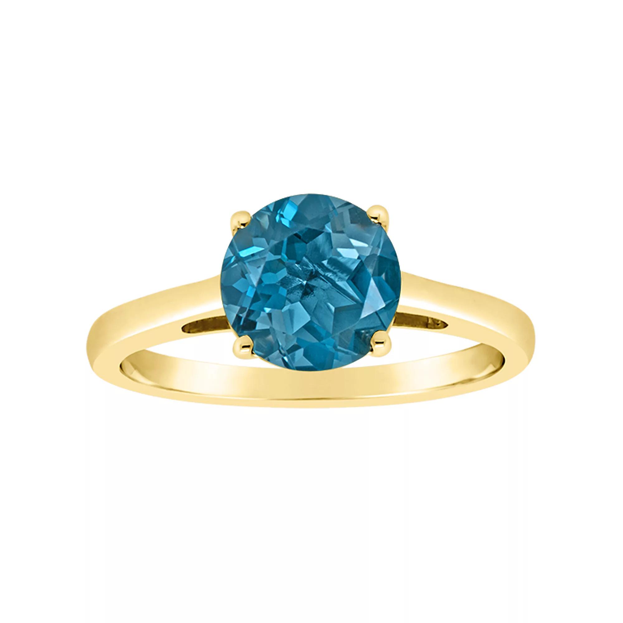 Alyson Layne 14k Gold Round London Blue Topaz Solitaire Ring, Women's, Size: 9, 14k White Gold Product Image