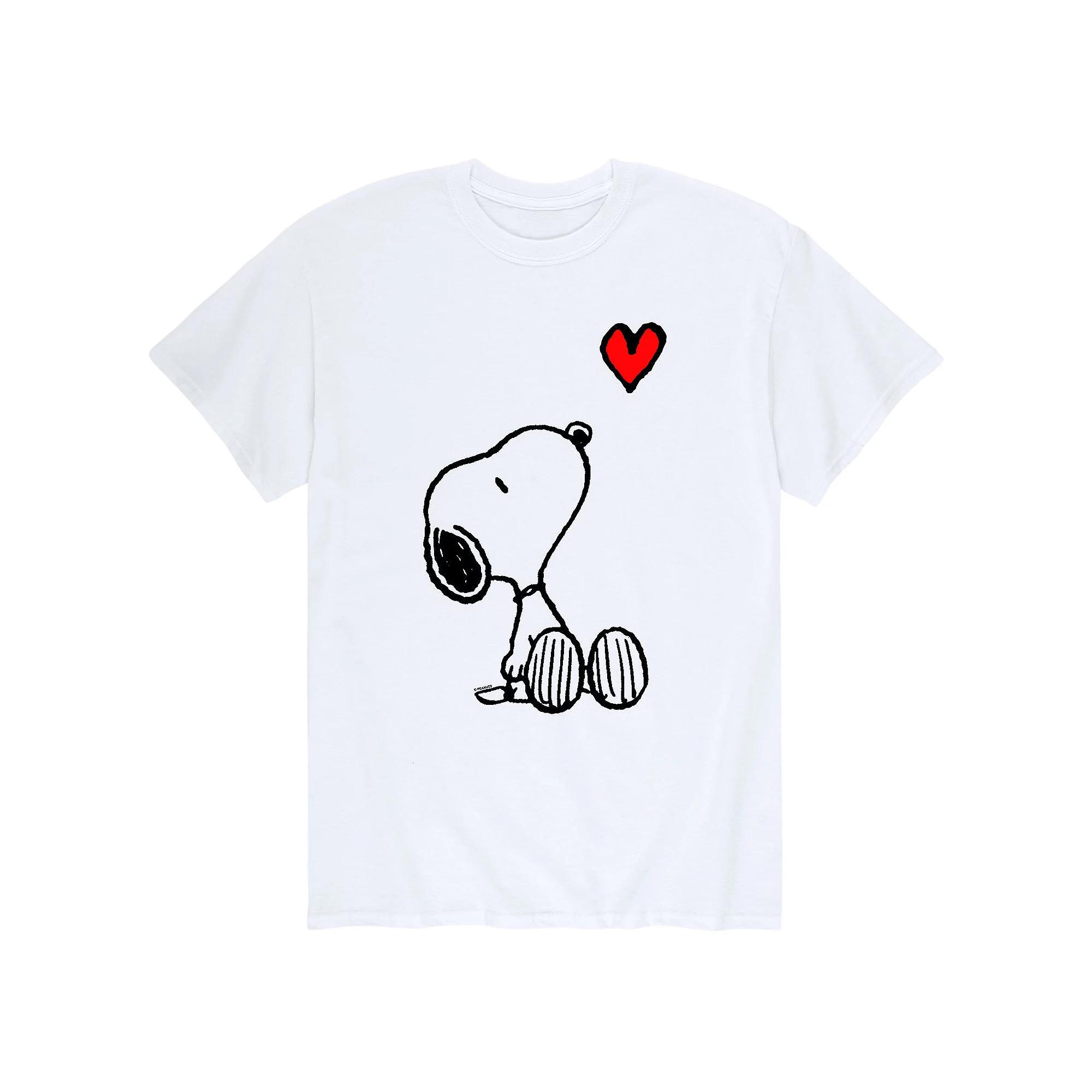 Men's Peanuts Valentine Snoopy Red Heart Tee,  Product Image