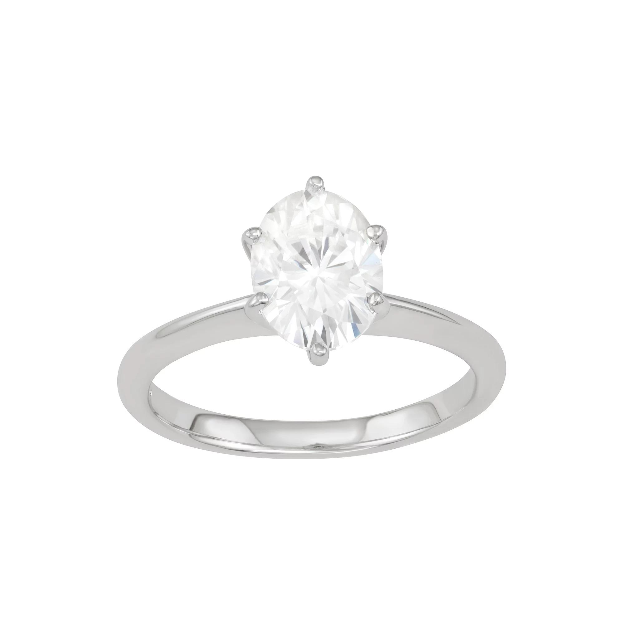 Charles & Colvard 14k White Gold 2 1/10 Carat T.W. Lab-Created Moissanite Oval Solitaire Engagement Ring, Women's,  Product Image