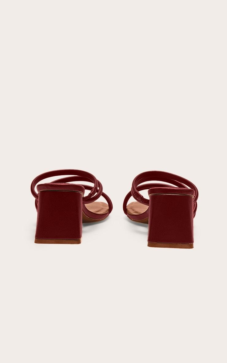Burgundy Pu Square Toe Strappy Block Heel Mules Product Image